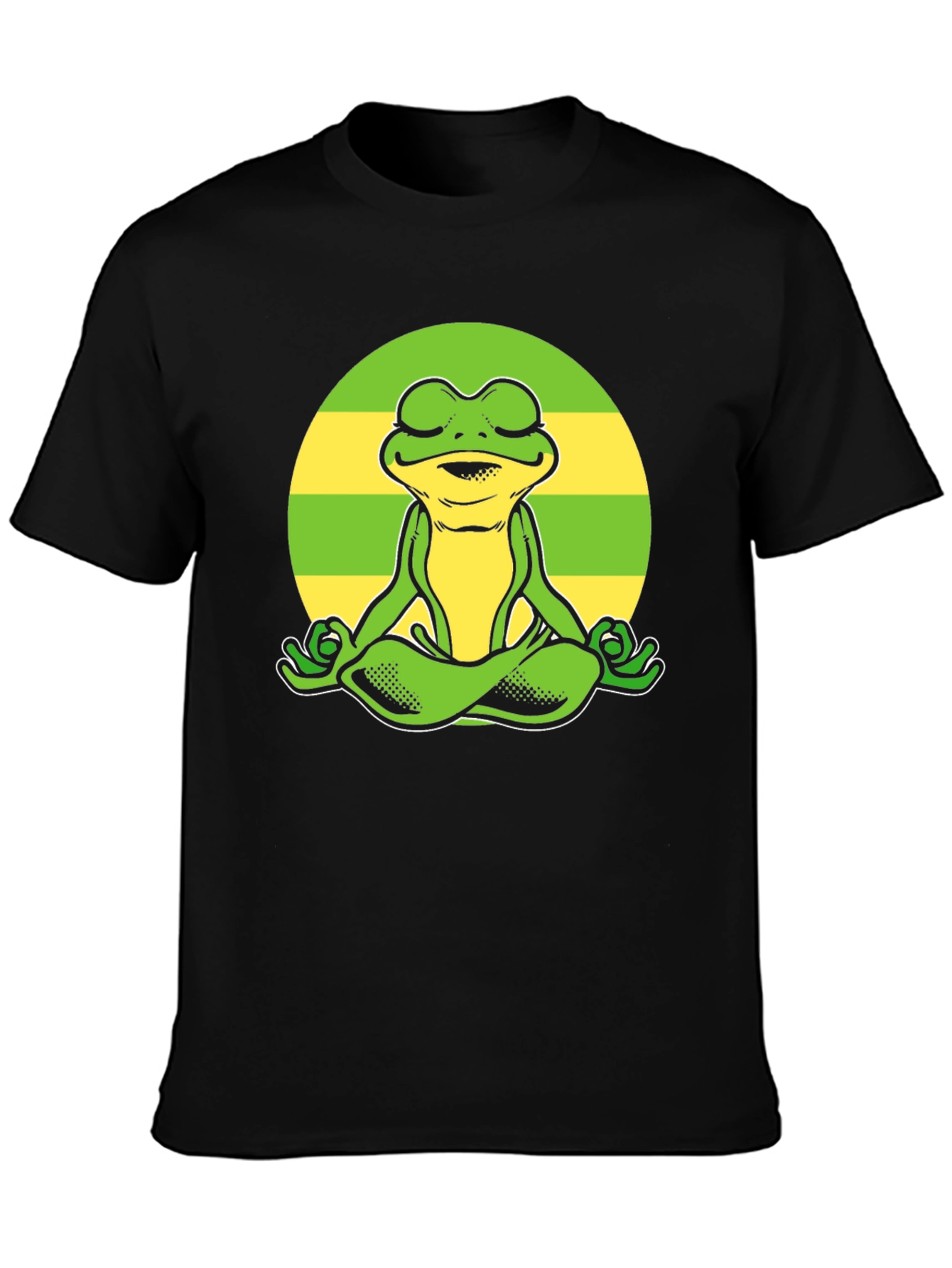 Black Zen Frog Graphic Tee - Meditating Amphibian T-Shirt view 3