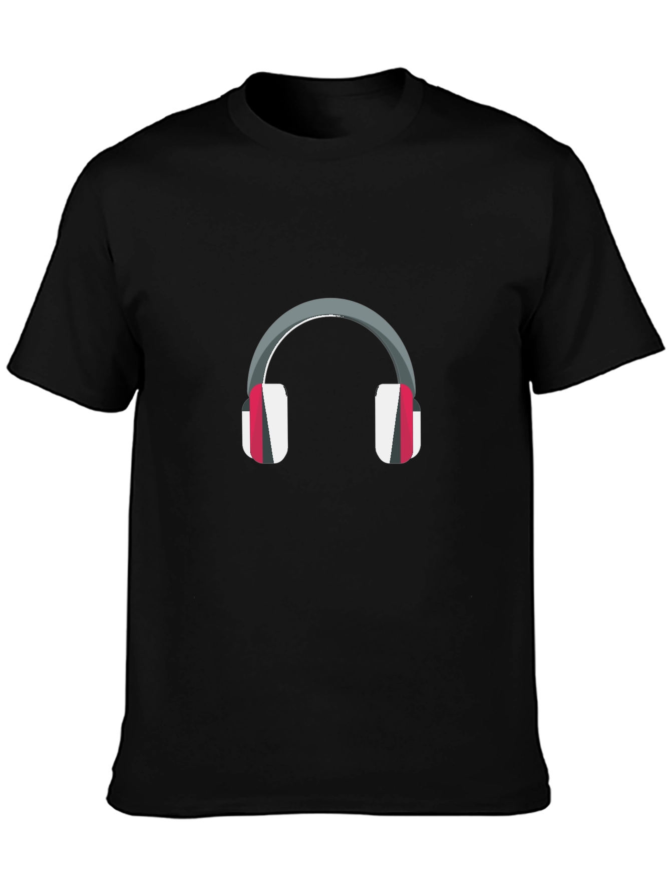Black Headphones Graphic Print Black T-Shirt view 3