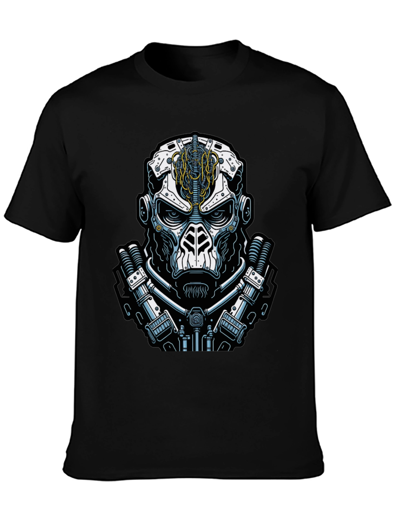 Black Cyberpunk Skull Graphic Tee - Black view 3
