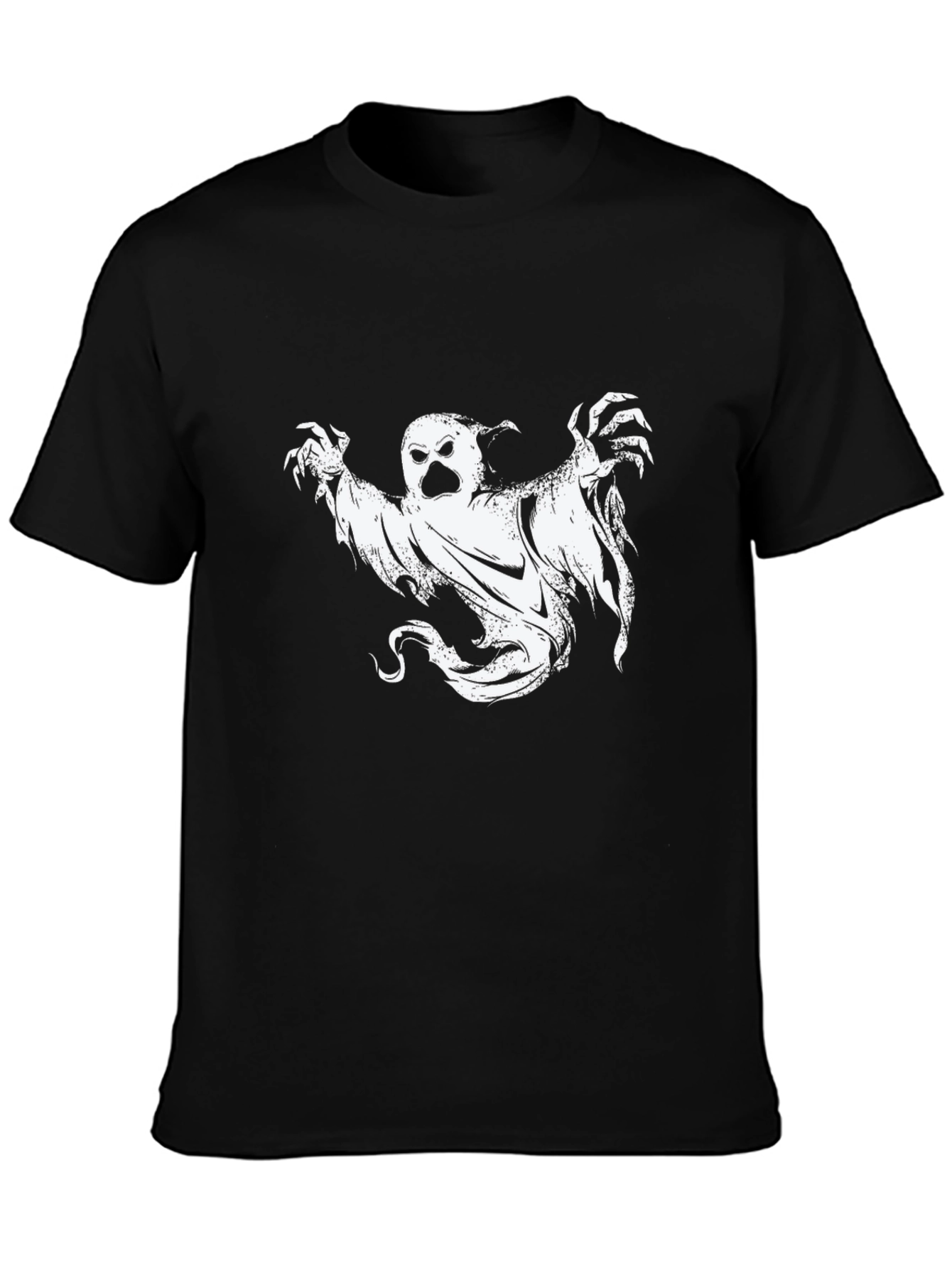 Black Ghost Graphic Tee - Men's Black Halloween T-Shirt view 3