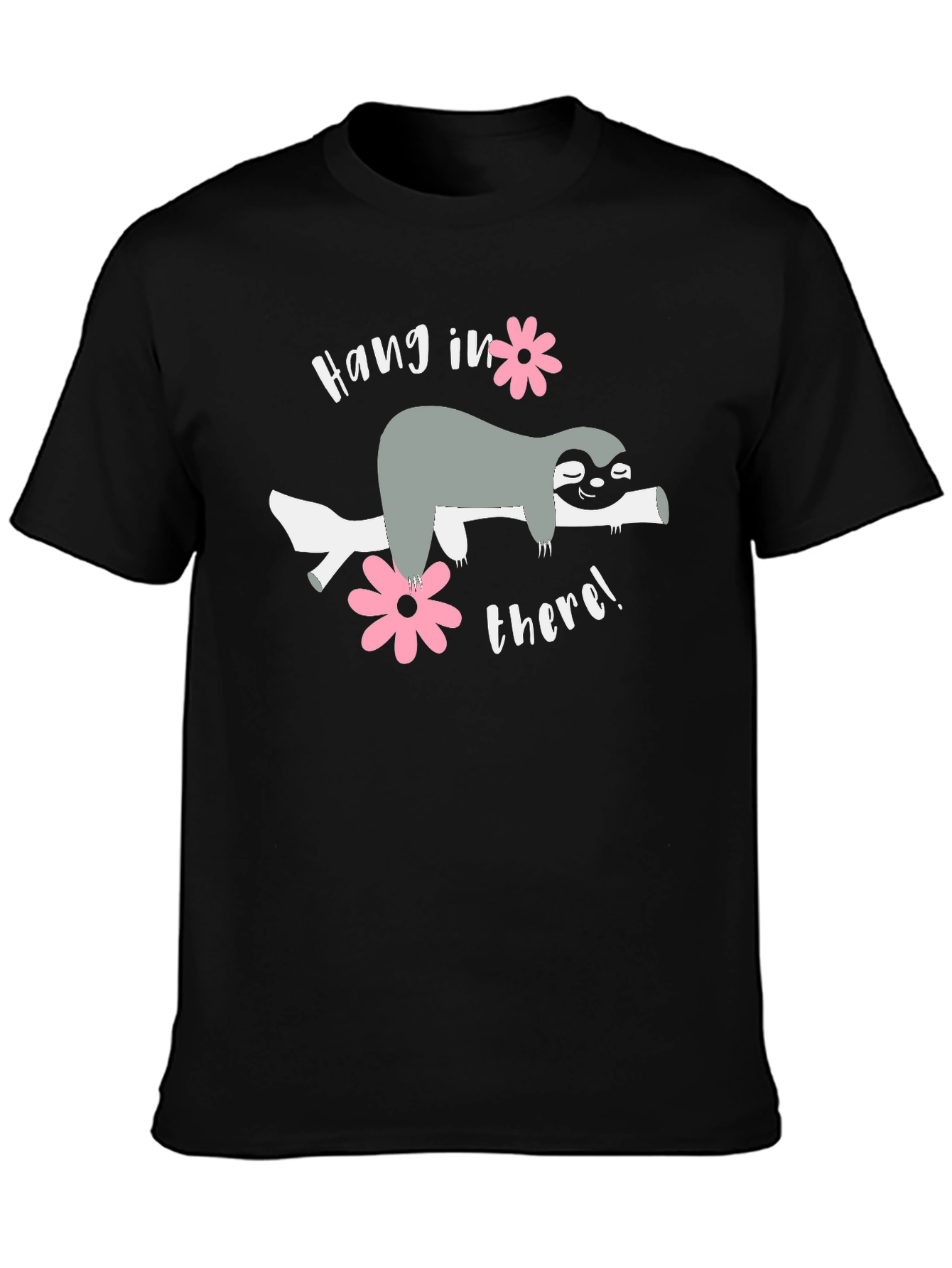 Black Hang In There Sloth Graphic Tee view 3