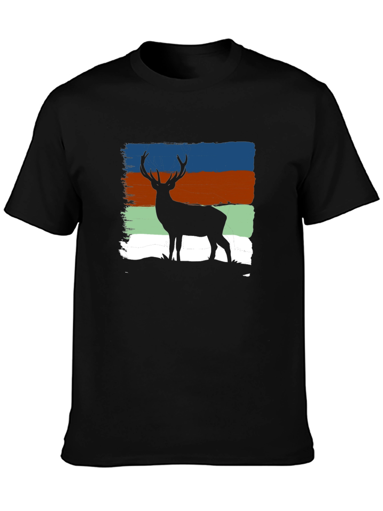 Black Deer Silhouette T-Shirt - Nature Inspired Design view 3