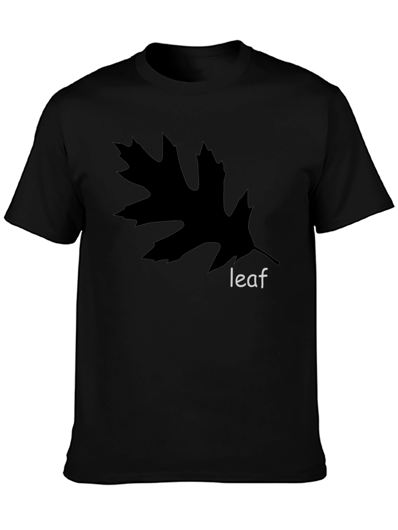 Black Leaf Graphic Black Tee - Nature Inspired Casual Wear view 3