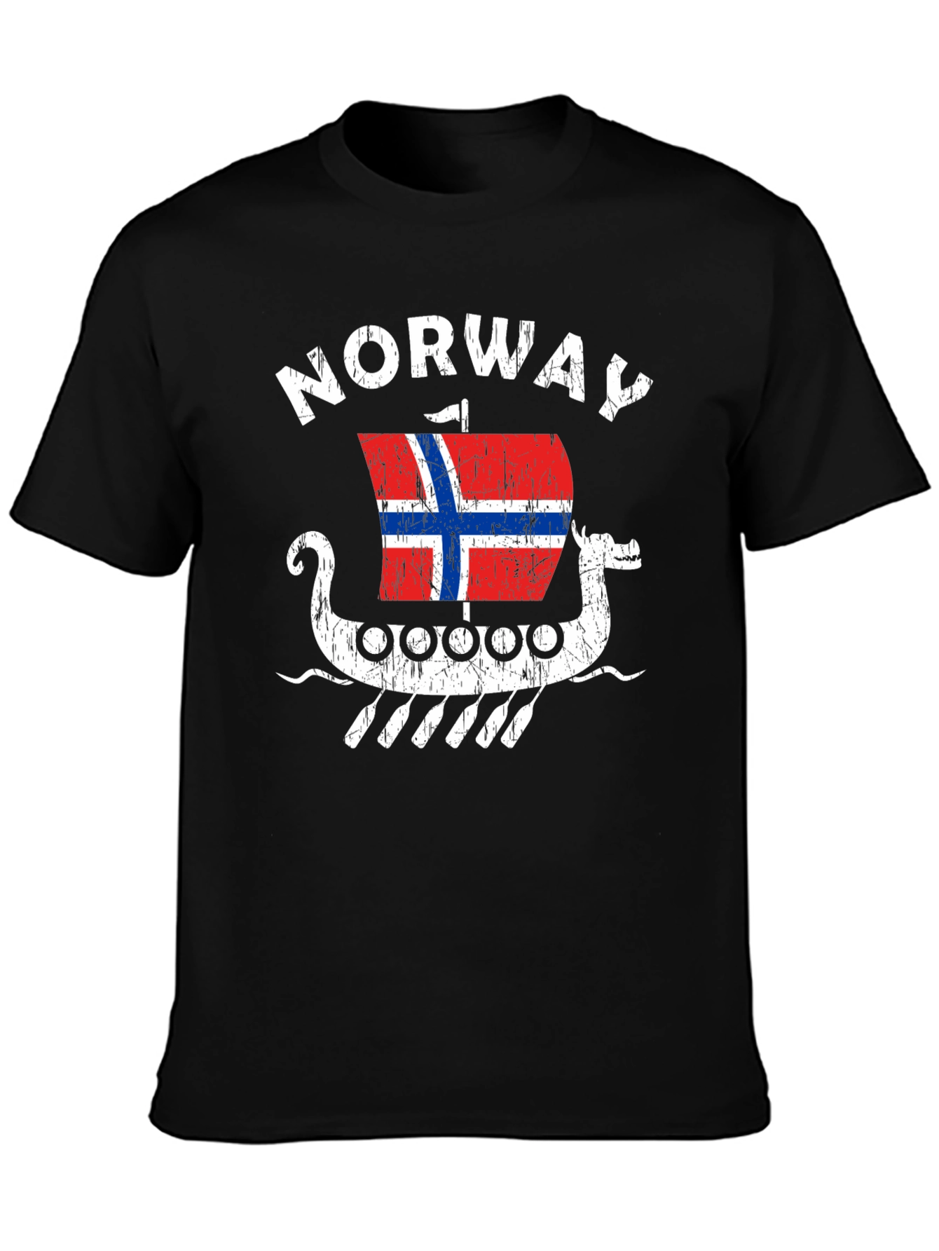 Norway Viking Ship T-Shirt - Men's Black Tee - 3