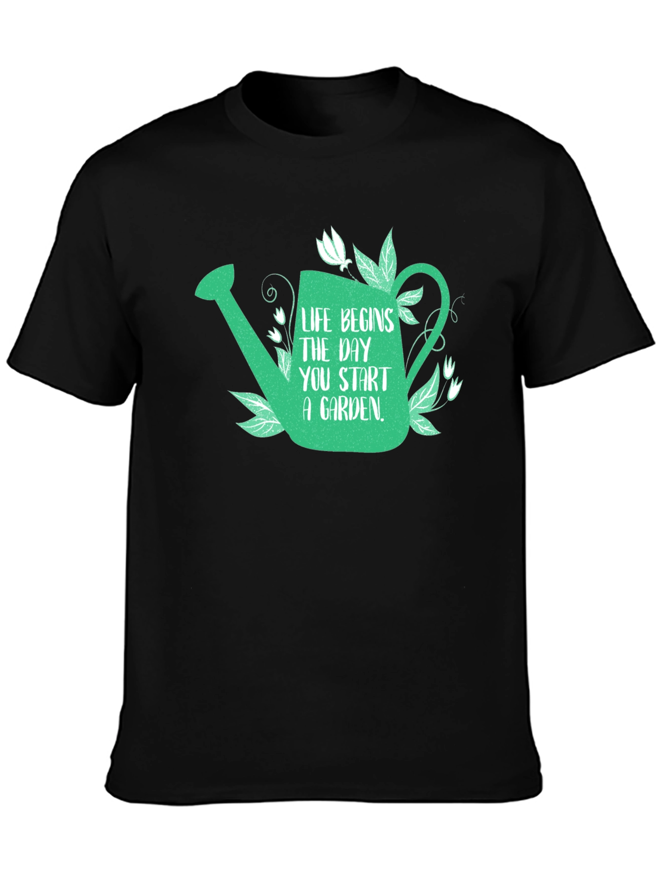 Black Gardening T-Shirt - Life Begins In the Garden view 3