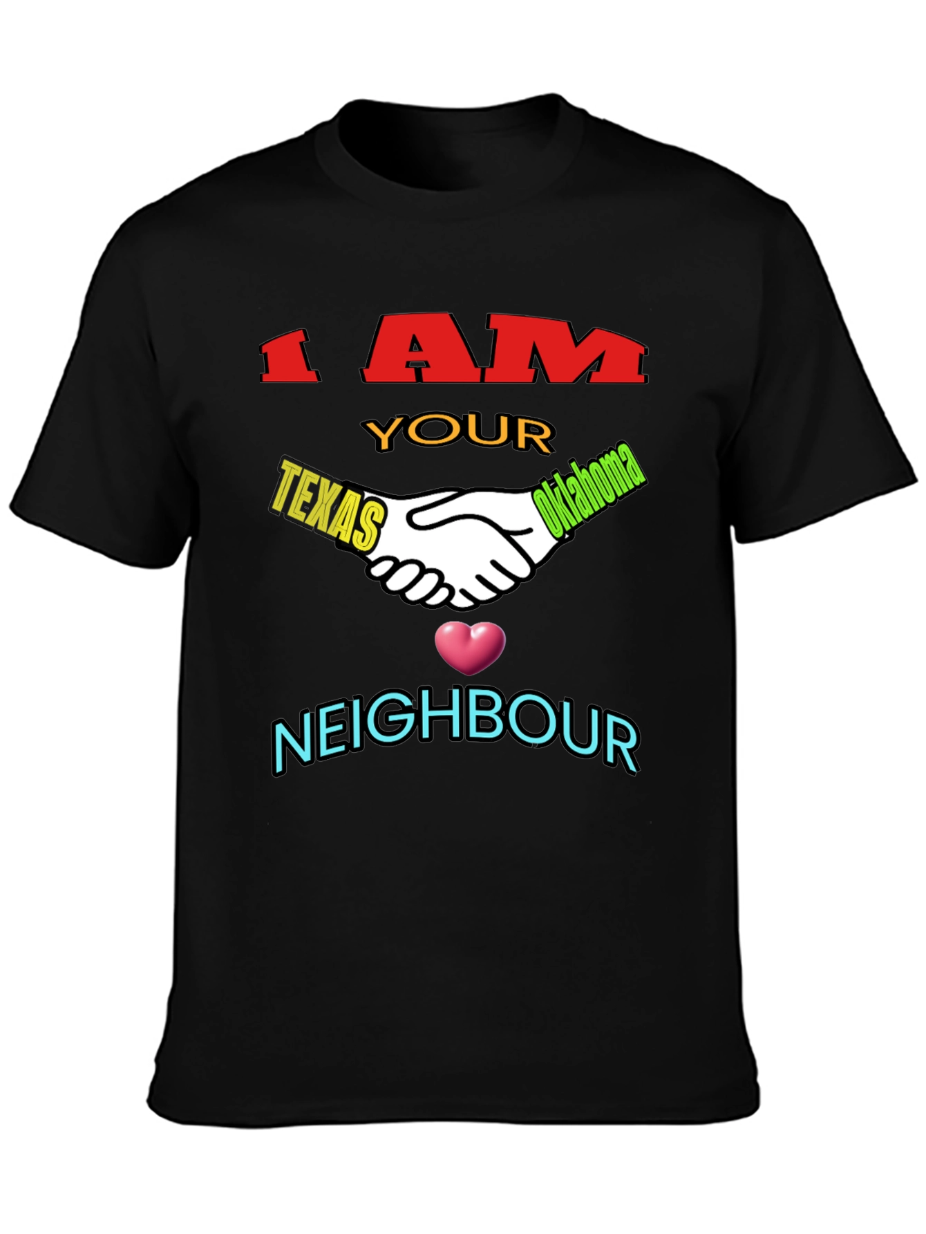 Black Texas Oklahoma Neighbour T-Shirt view 3