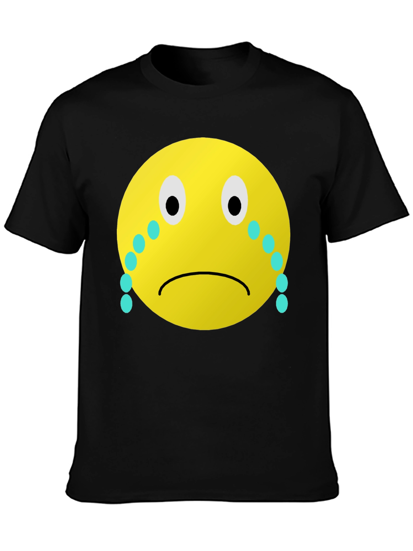 Black Sad Emoji Graphic Tee - Unisex Black T-Shirt view 3
