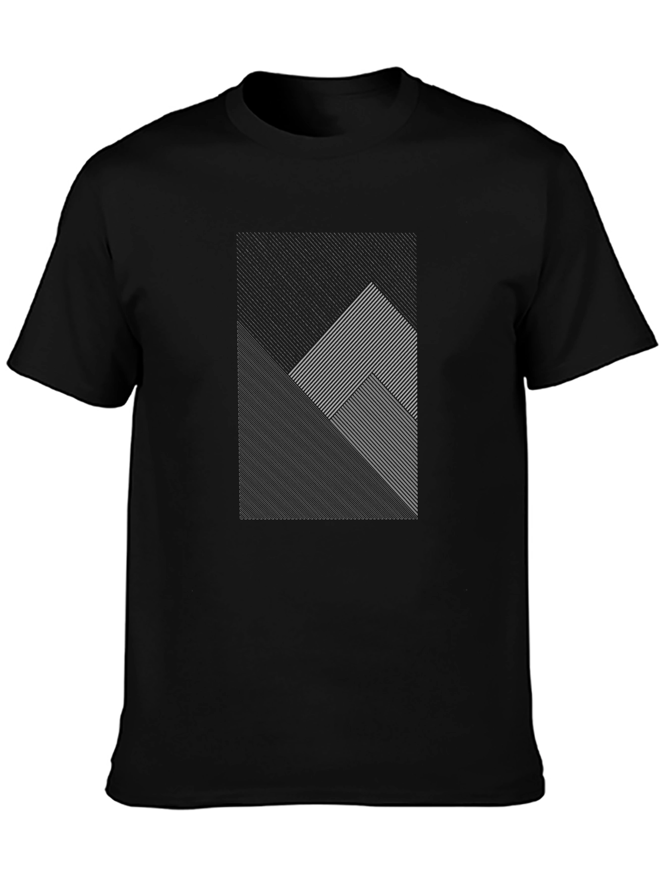 Modern Geometric Line Pattern Black T-Shirt - 3