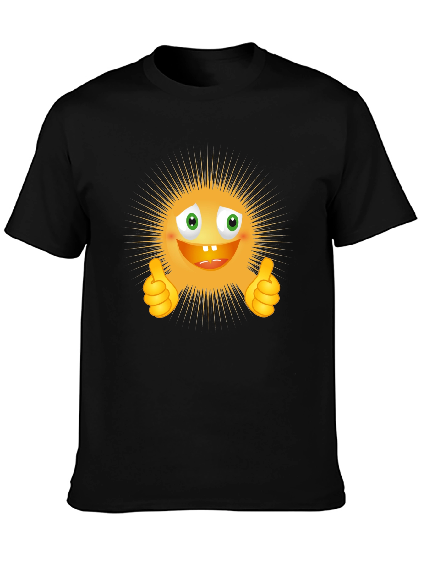 Black Funny Smiley Face Thumbs Up Graphic T-Shirt view 3