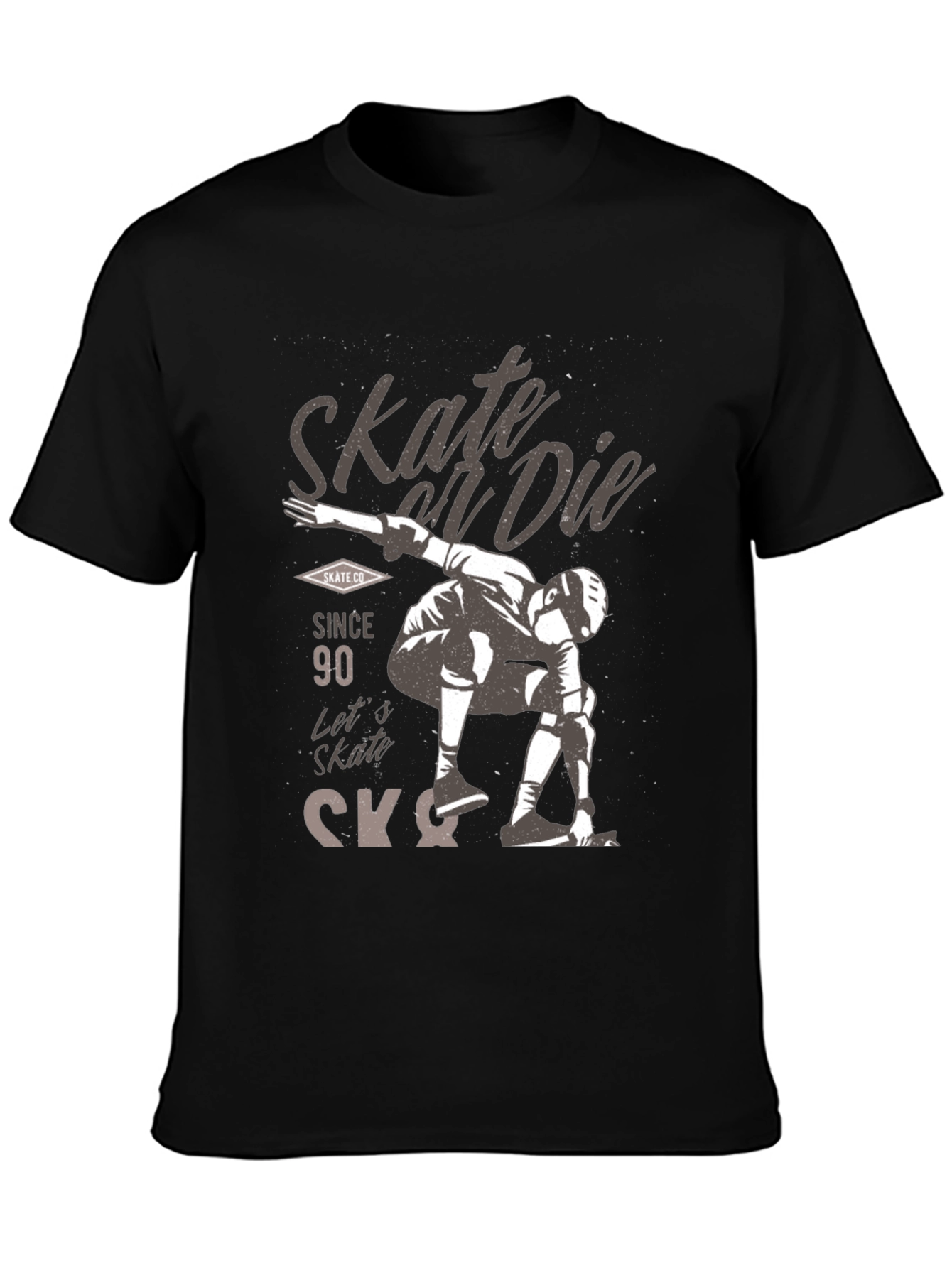 Black Skate or Die Graphic Tee - Skateboarding T-Shirt view 3