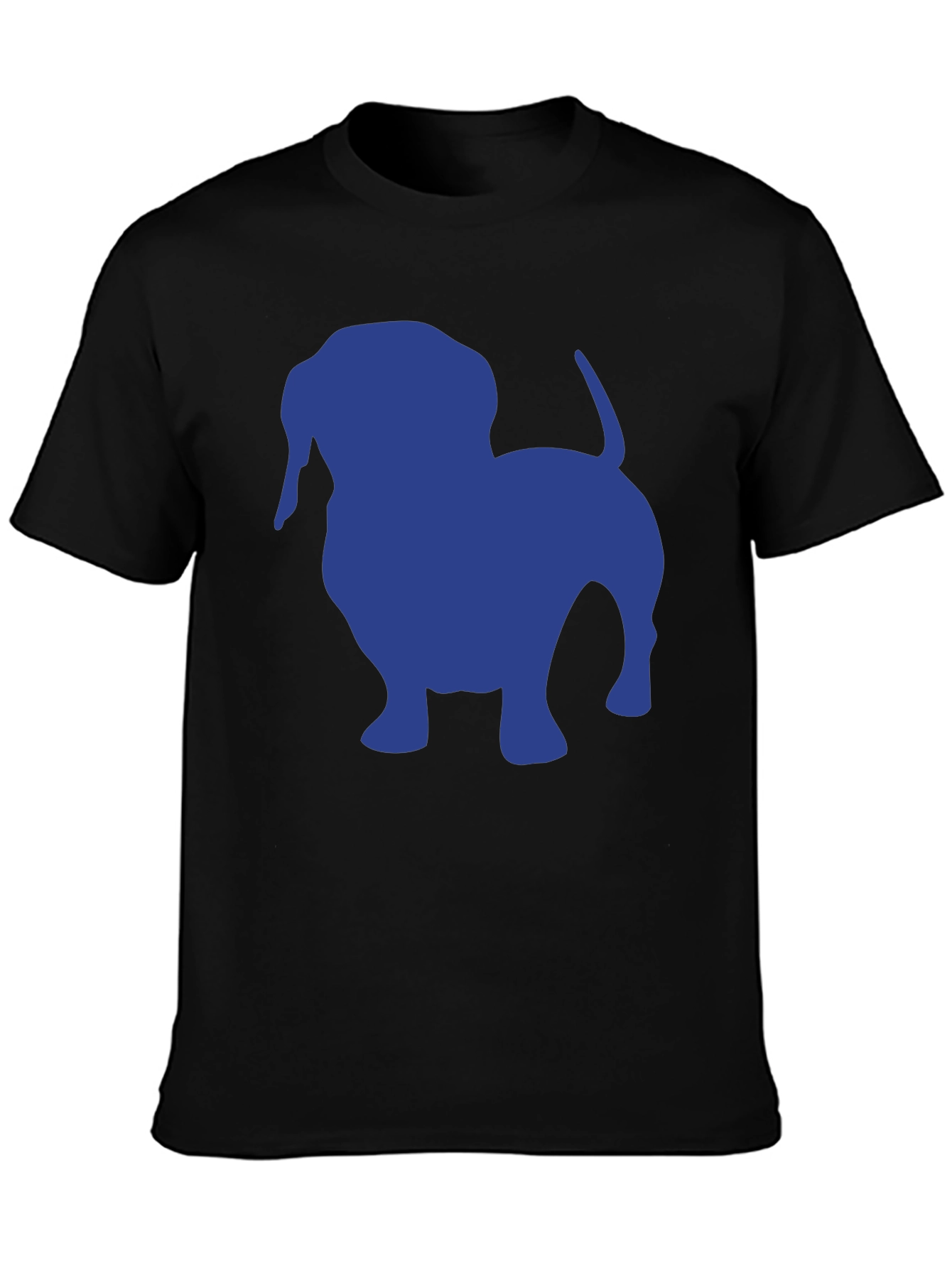Black Dachshund Silhouette Tee - Black Cotton Casual T-Shirt view 3