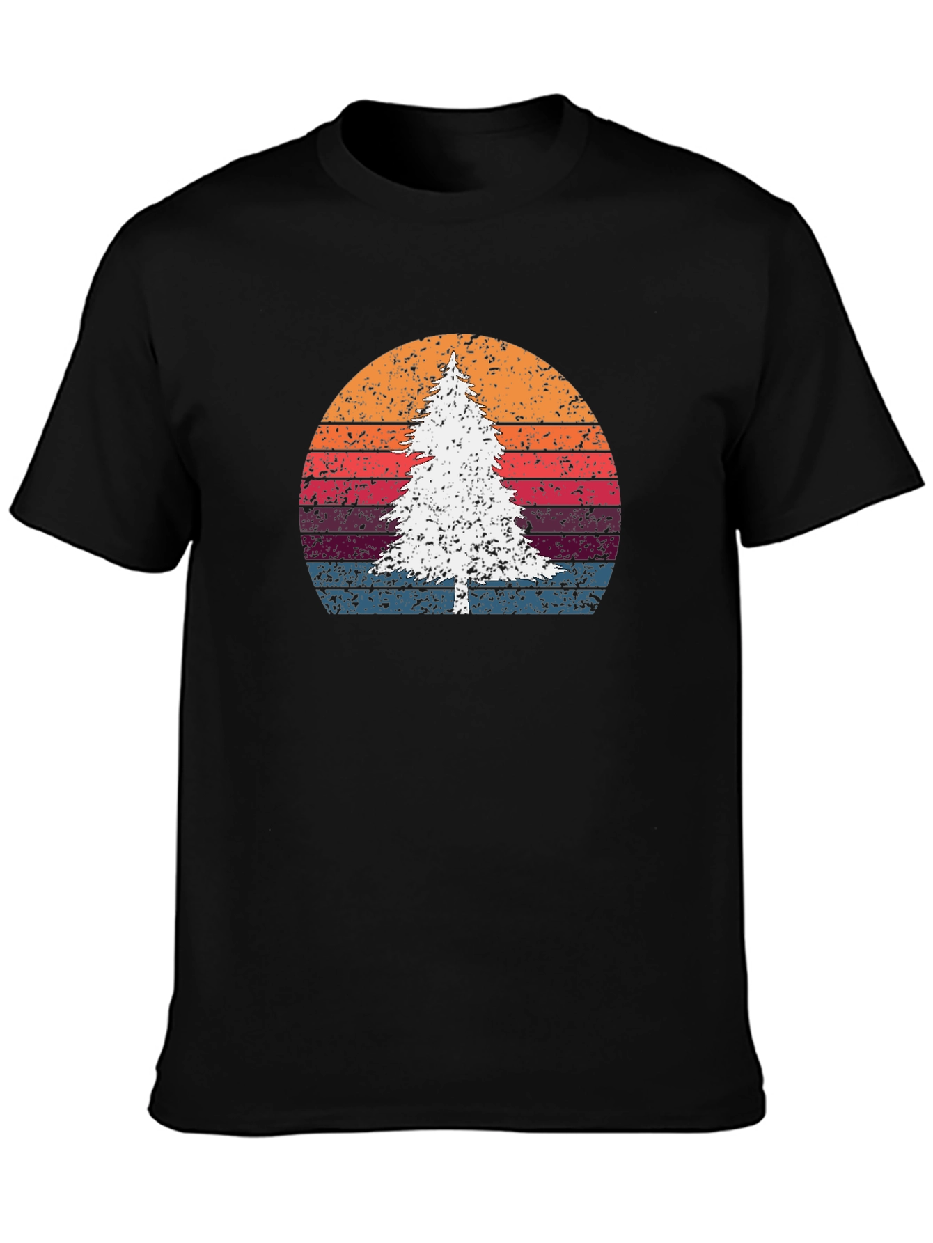 Black Retro Tree Sunset Graphic Tee view 3