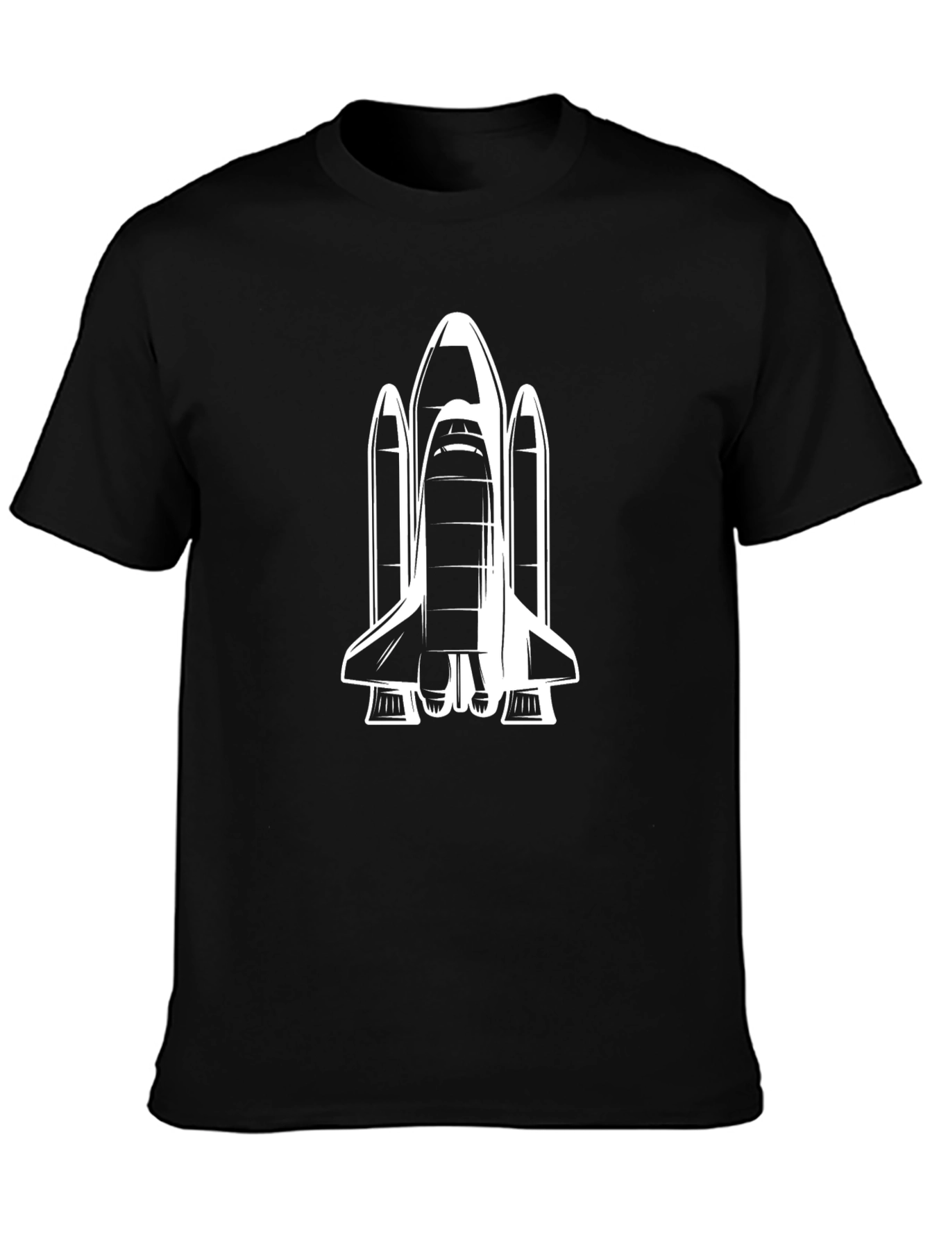 Black Space Shuttle Graphic Tee - Black Cotton T-Shirt view 3