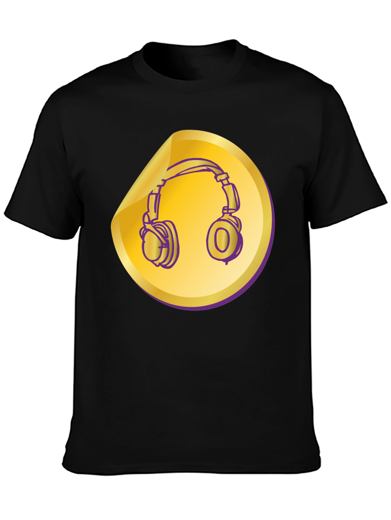 Black Headphones Graphic Tee - Music Lover Shirt view 3
