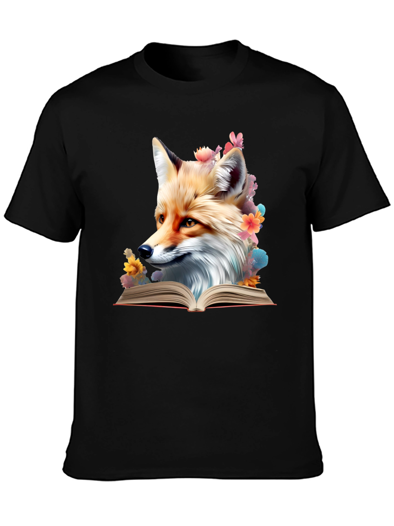 Black Fox Reading Book T-Shirt - Unique Animal Lover Tee view 3