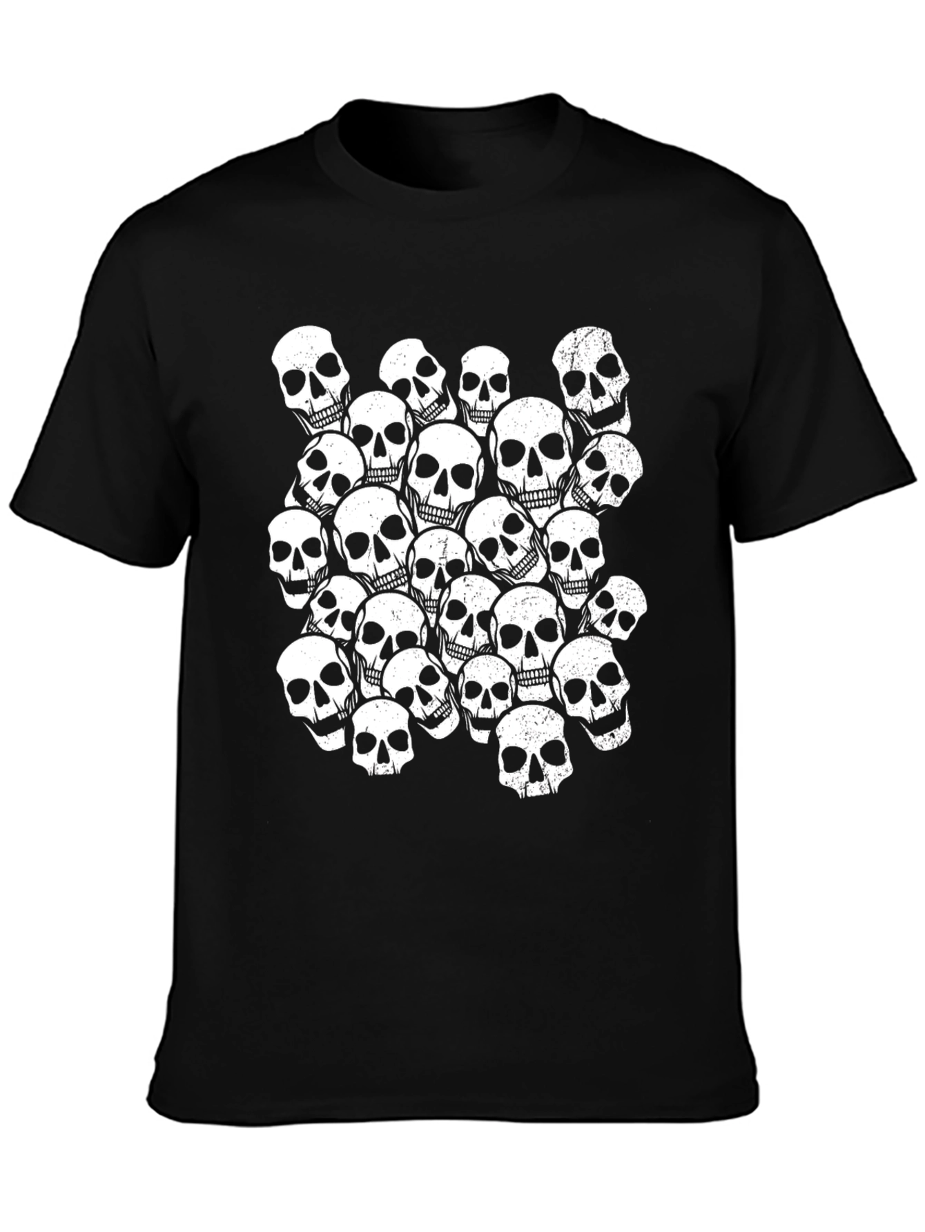 Black Skull Pile Black T-Shirt - Graphic Tee for Men view 3