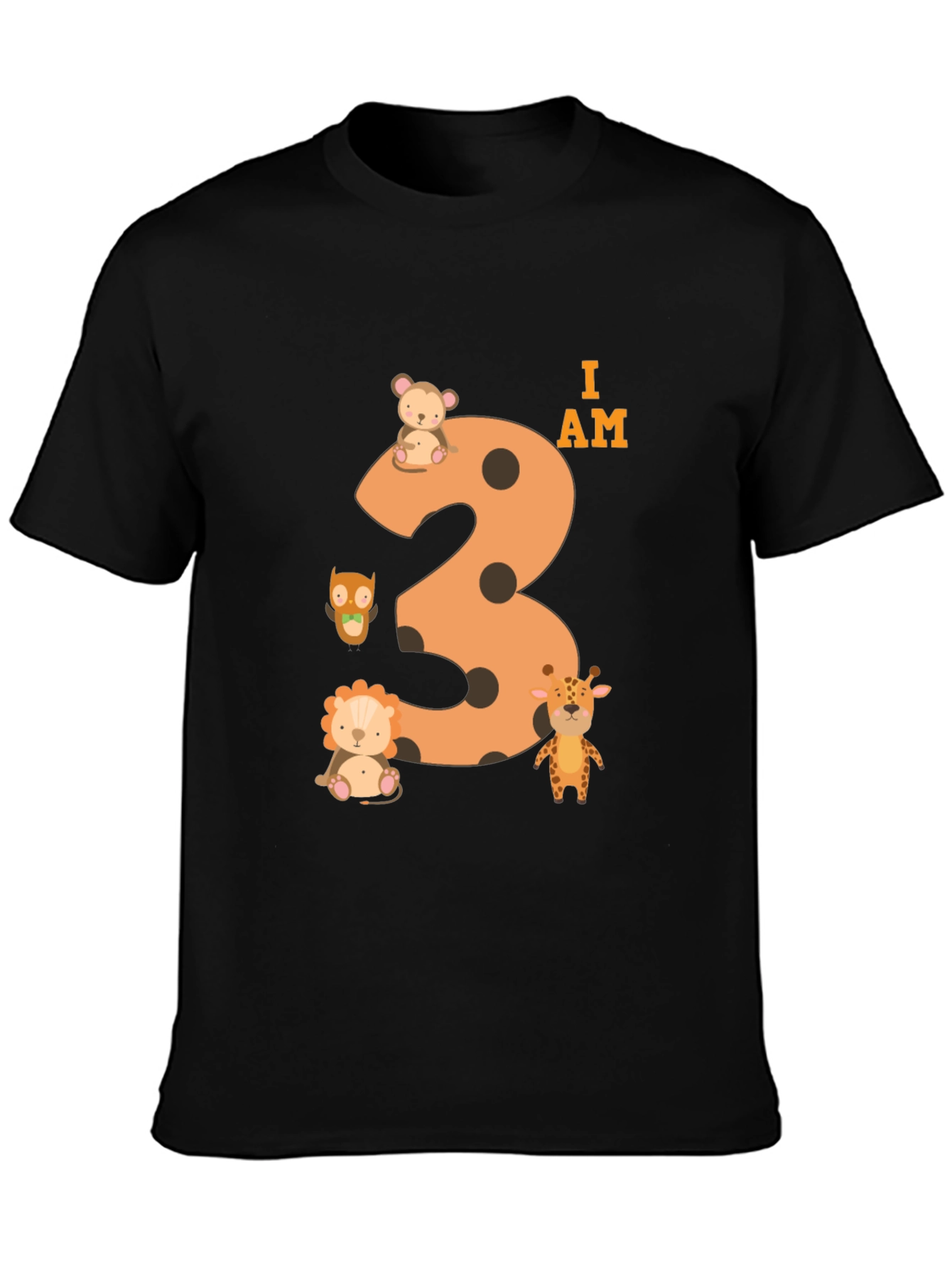 Black I am 3rd Birthday T-Shirt for Kids view 3