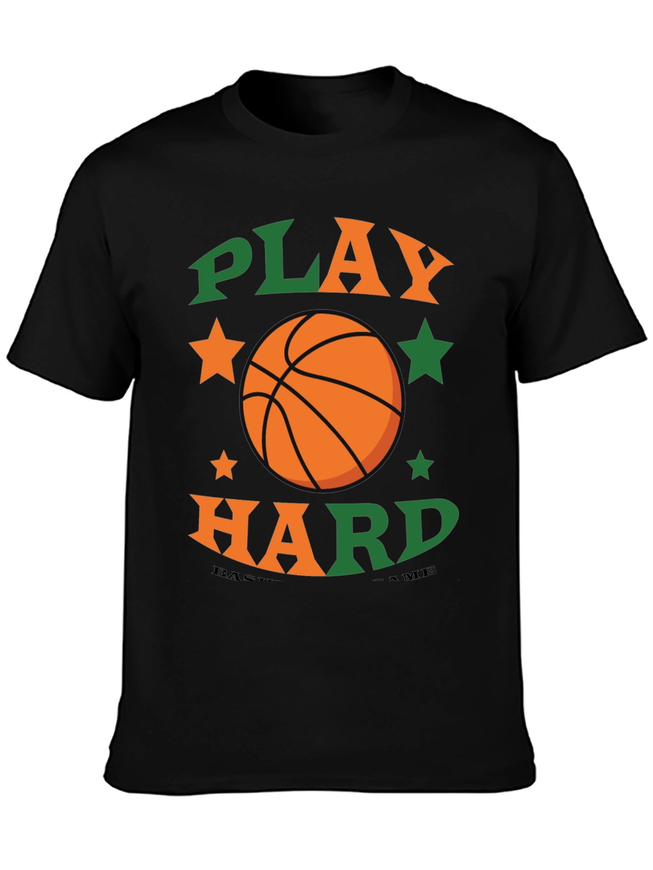 Black Play Hard Basketball Graphic Tee view 3