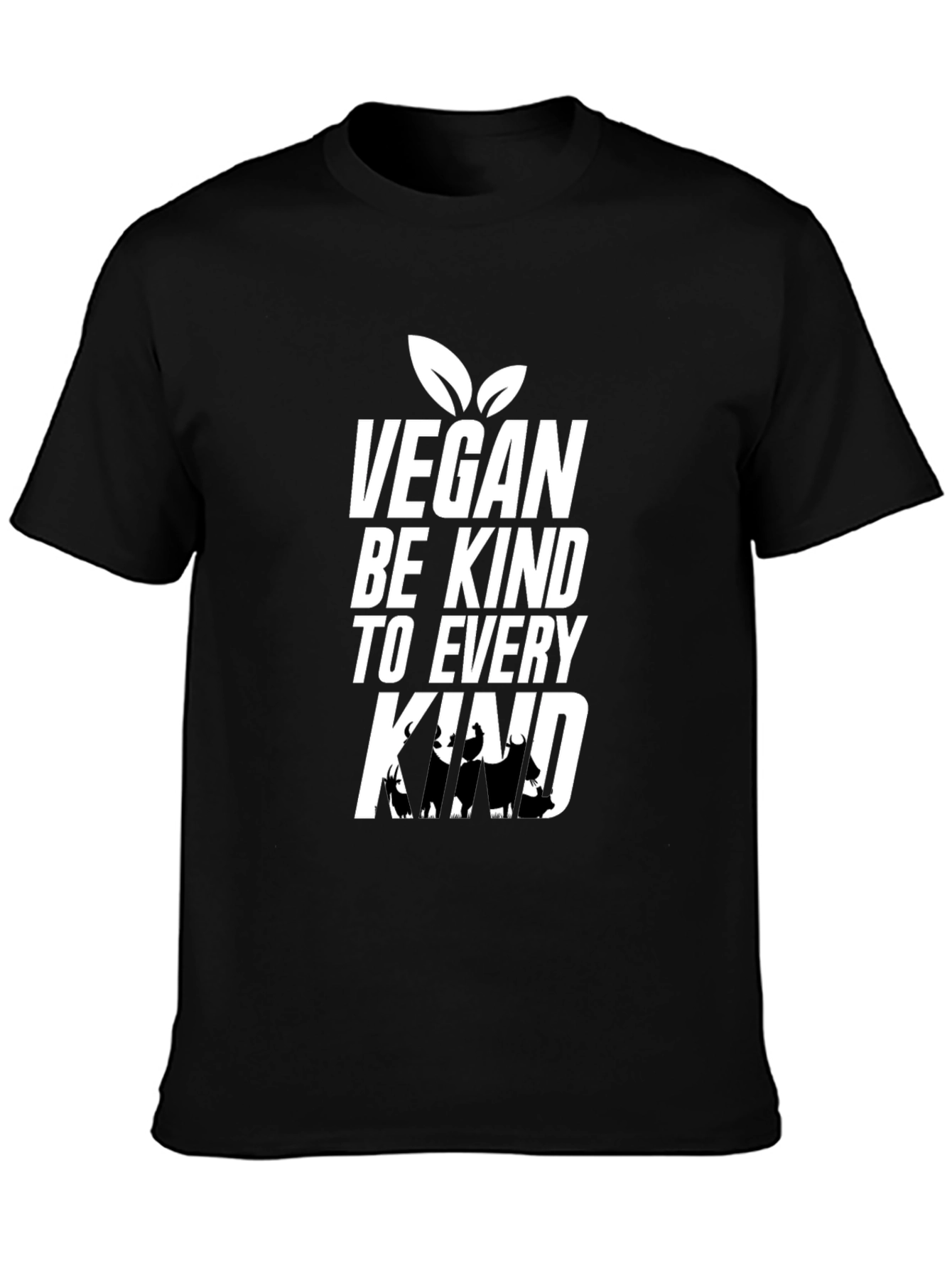 Black Vegan Be Kind T-Shirt, Animal Lover Tee view 3