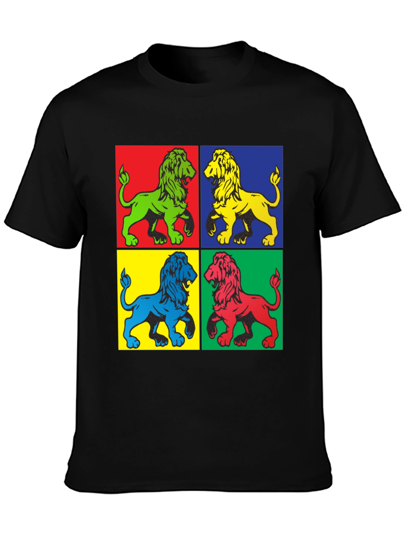Black Pop Art Lion Graphic Tee view 3