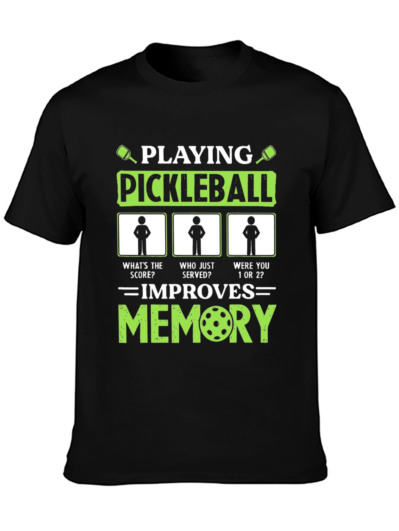 Black Pickleball Memory Improvement T-Shirt view 3