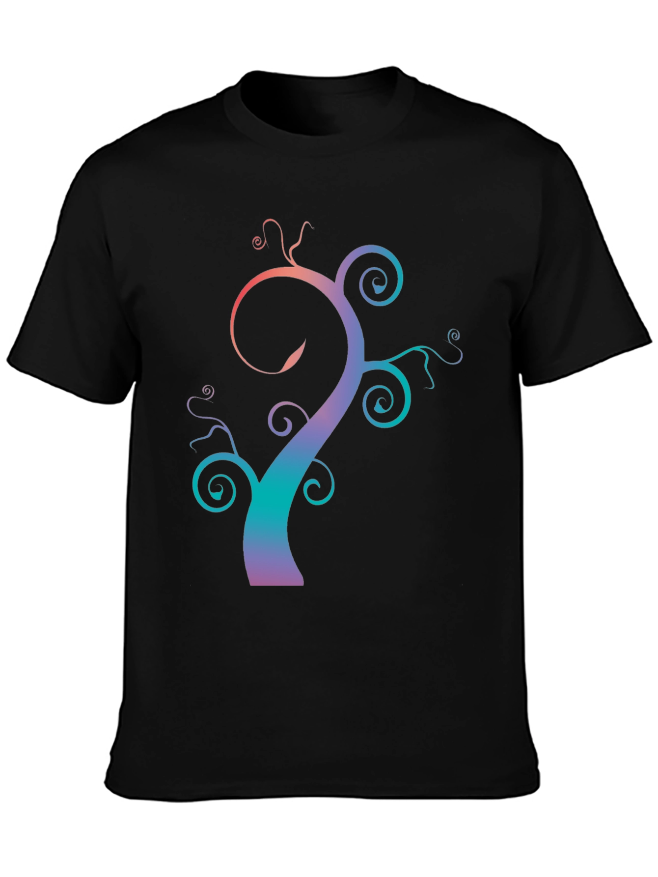 Black Gradient Tree Graphic Tee - Black Unisex T-Shirt view 3