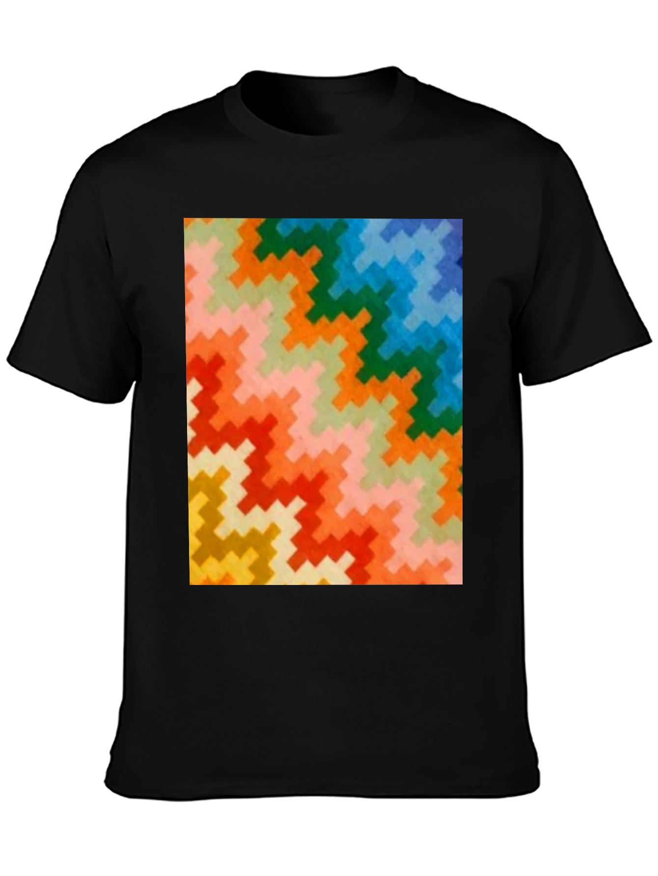 Black Retro Zig-Zag Pattern Tee - Bold & Funky view 3