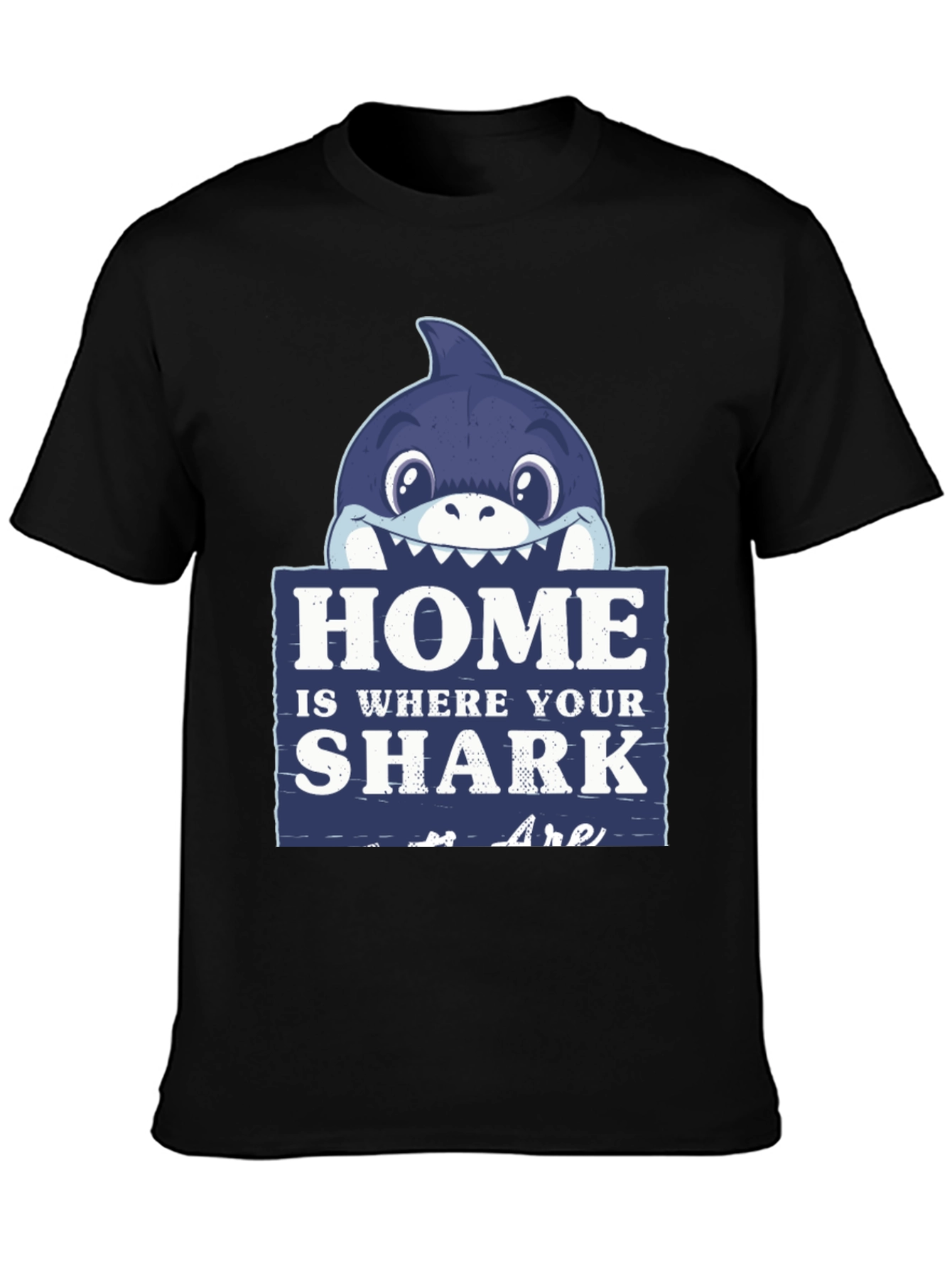 Black Home is Where Your Sharks Are T-Shirt view 3