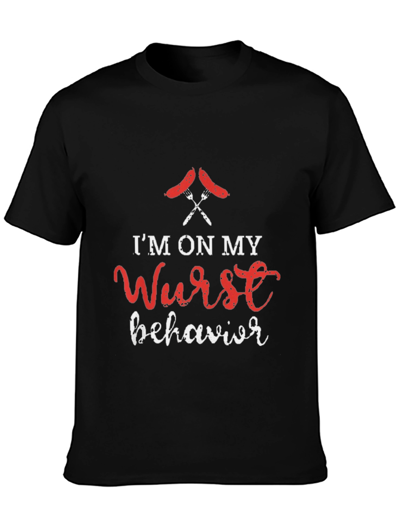 Black Wurst Behavior Graphic Tee - Funny Sausage Pun T-Shirt view 3