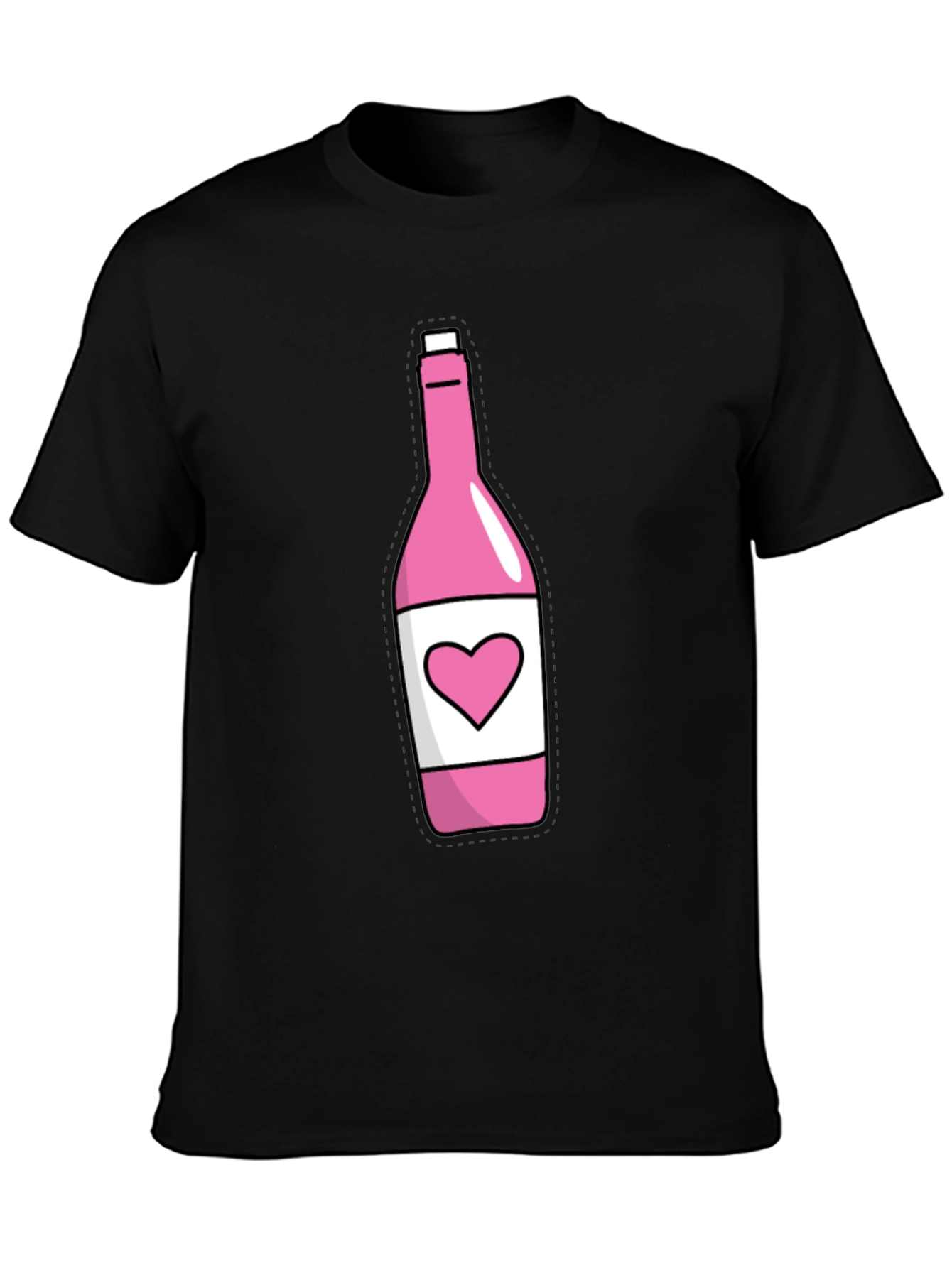 Black Pink Heart Bottle T-Shirt - Novelty Graphic Tee view 3