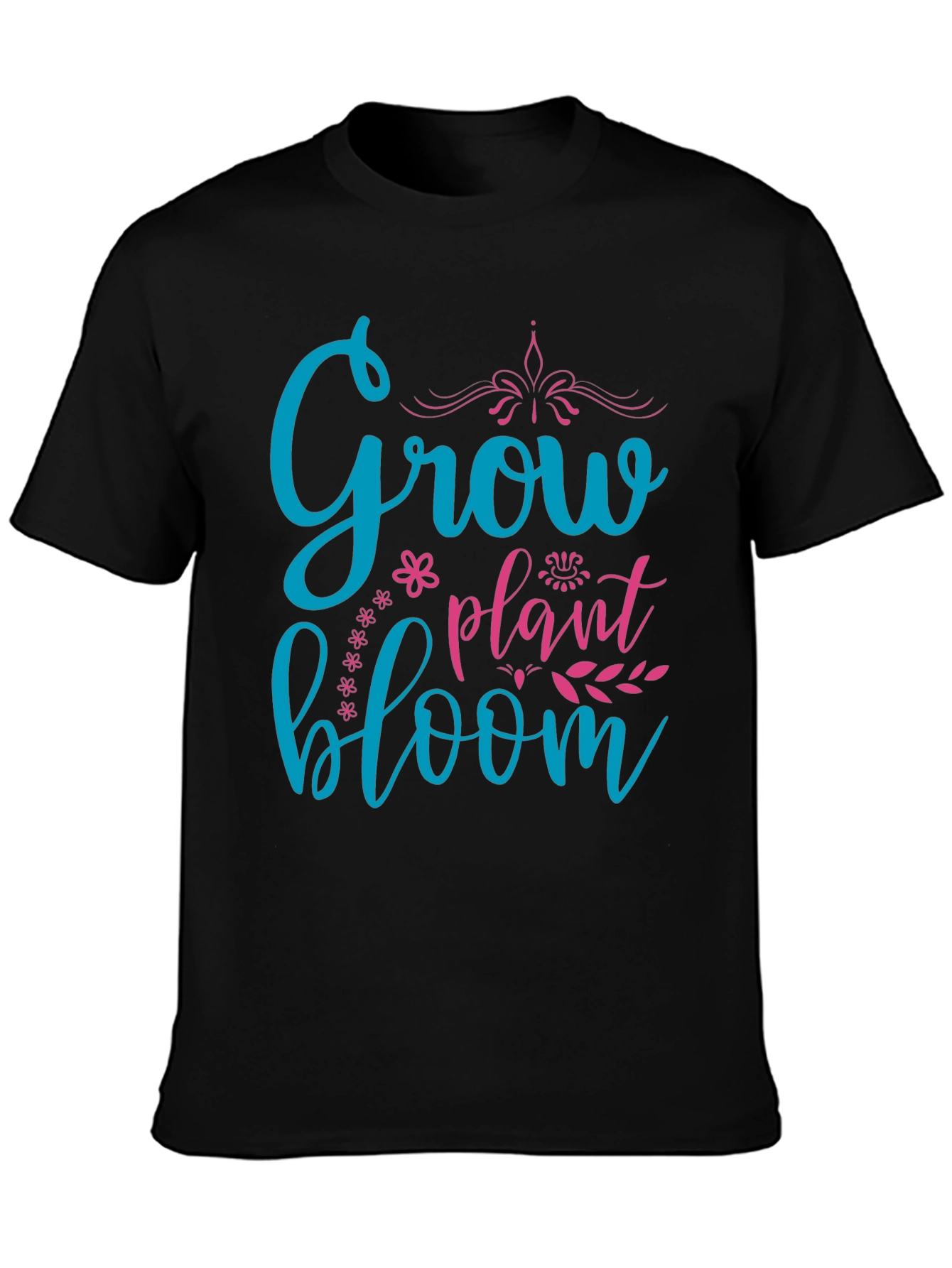 Black Grow Plant Bloom T-Shirt - Black Graphic Tee view 3