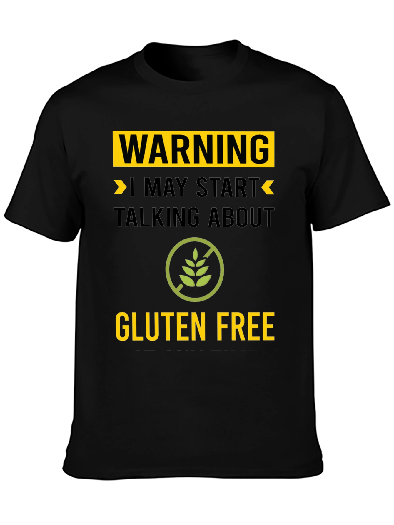 Black Warning Gluten Free T-Shirt - Talk About Gluten Free! view 3