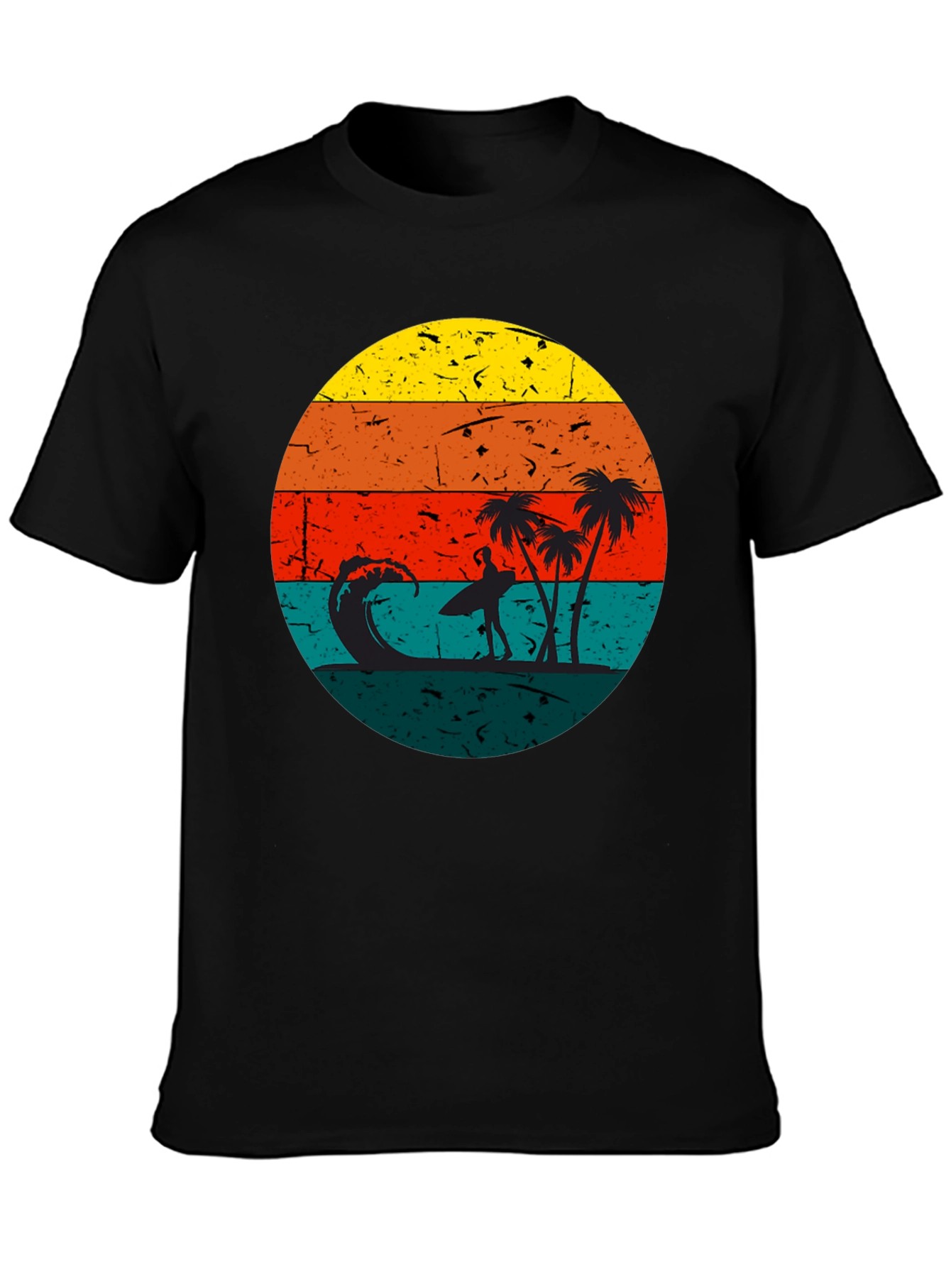 Black Retro Sunset Surfer T-Shirt - Black view 3