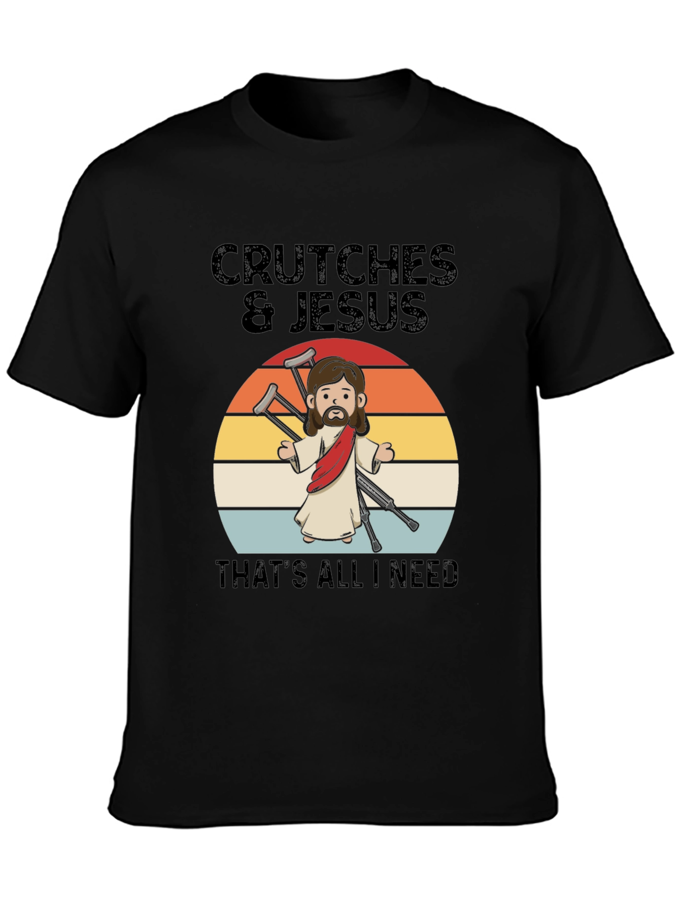 Black Crutches & Jesus Graphic T-Shirt view 3