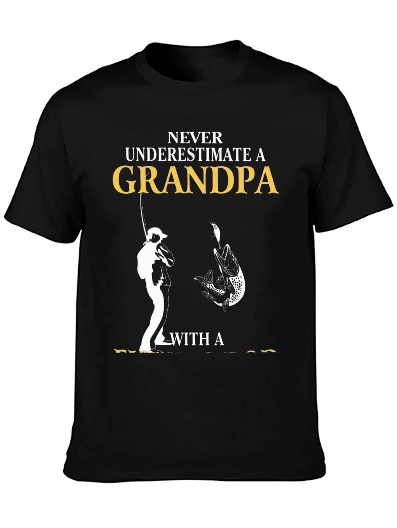 Black Never Underestimate a Grandpa Fishing T-Shirt view 3