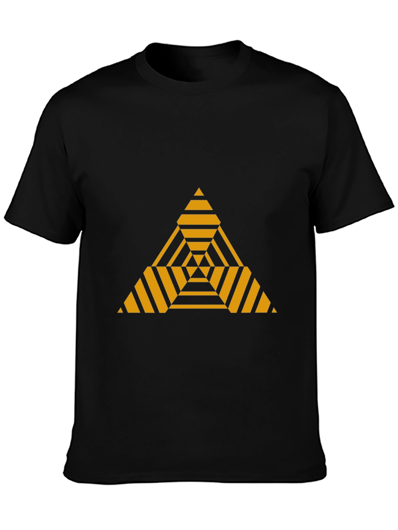 Black Geometric Triangle Graphic Tee - Modern Black T-Shirt view 3