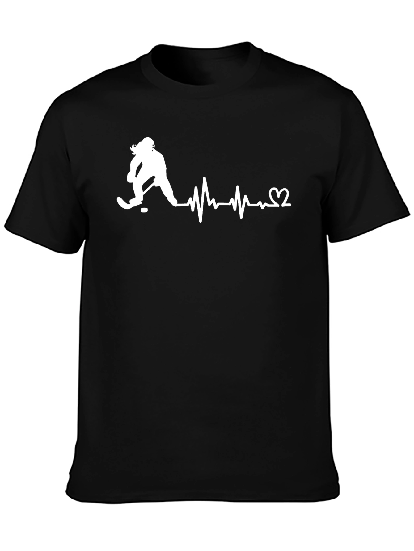 Black Hockey Heartbeat T-Shirt - Love for the Game! view 3