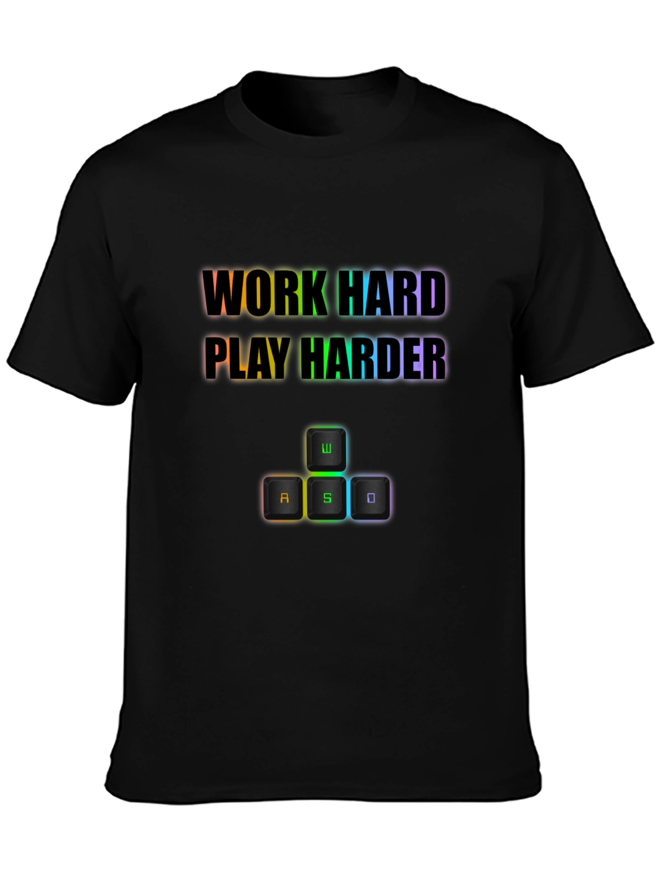 Black Work Hard Play Harder Gaming T-Shirt view 3