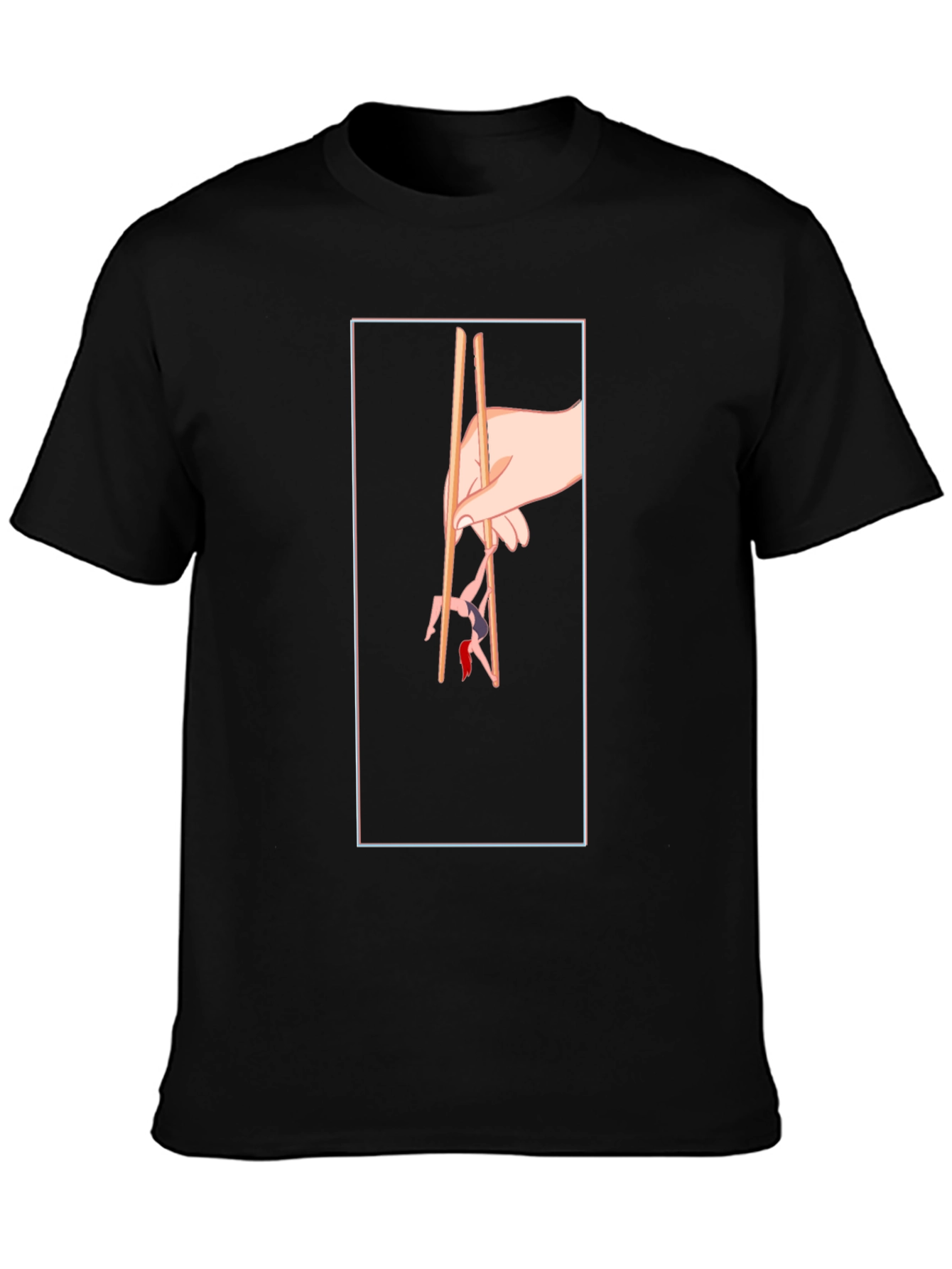 Black Chopstick Graphic Tee - Unique Hand Design view 3