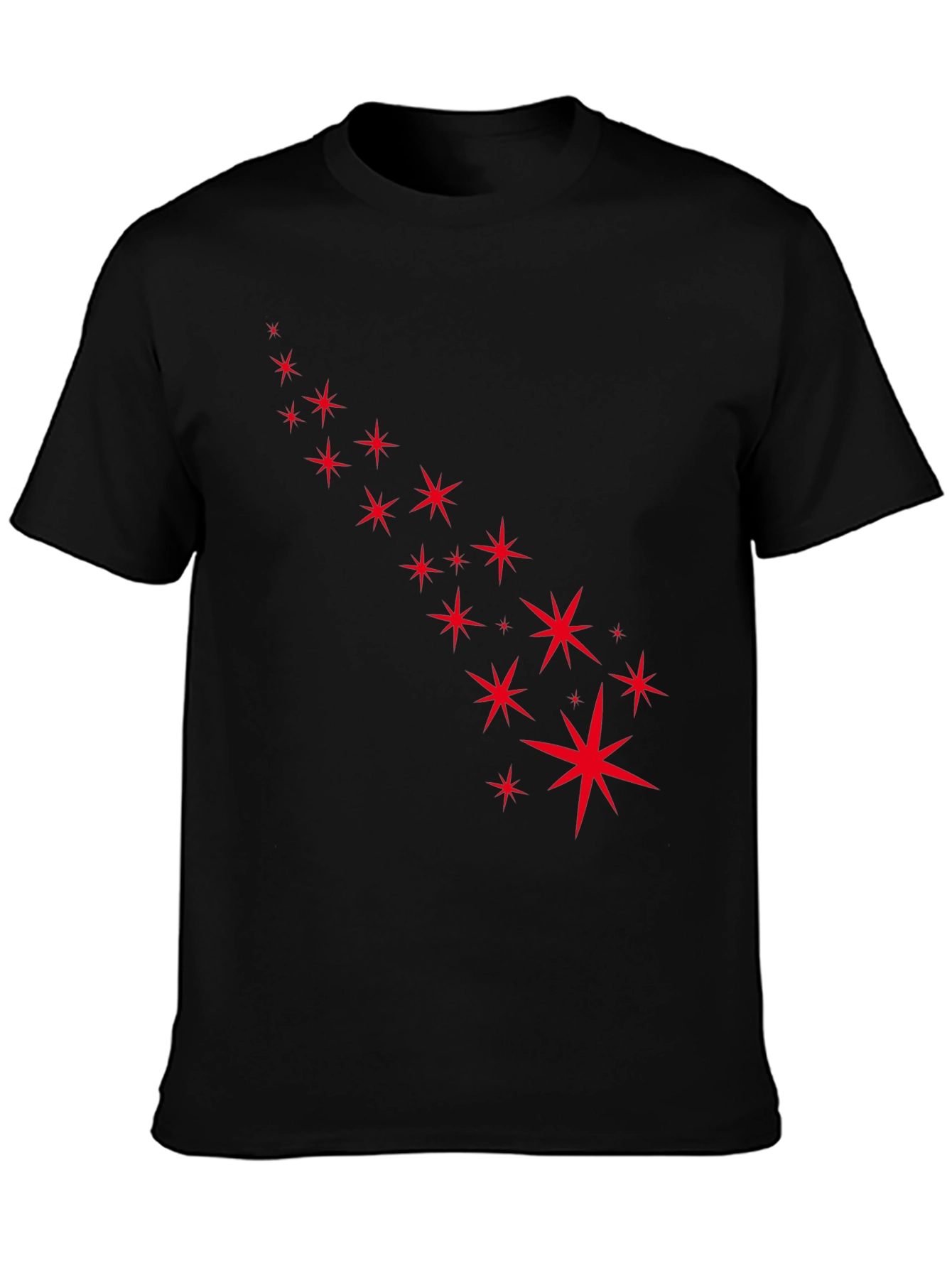 Black Stylish Black Tee with Starry Red Design view 3