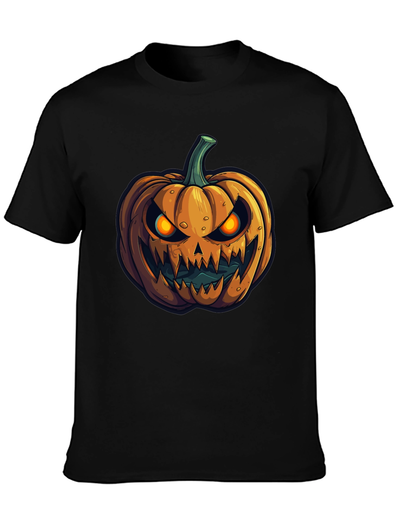 Black Halloween Pumpkin Graphic Tee - Men's Black T-Shirt view 3
