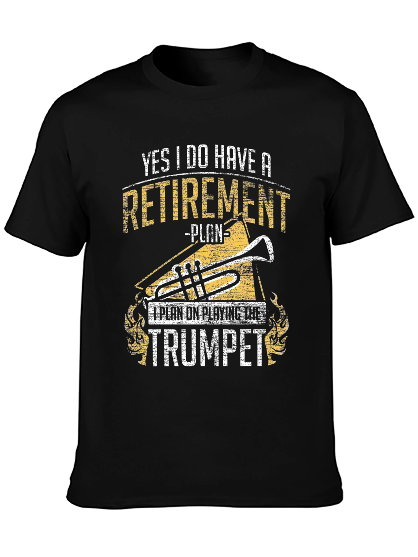 Black Retirement Trumpet Player T-Shirt view 3
