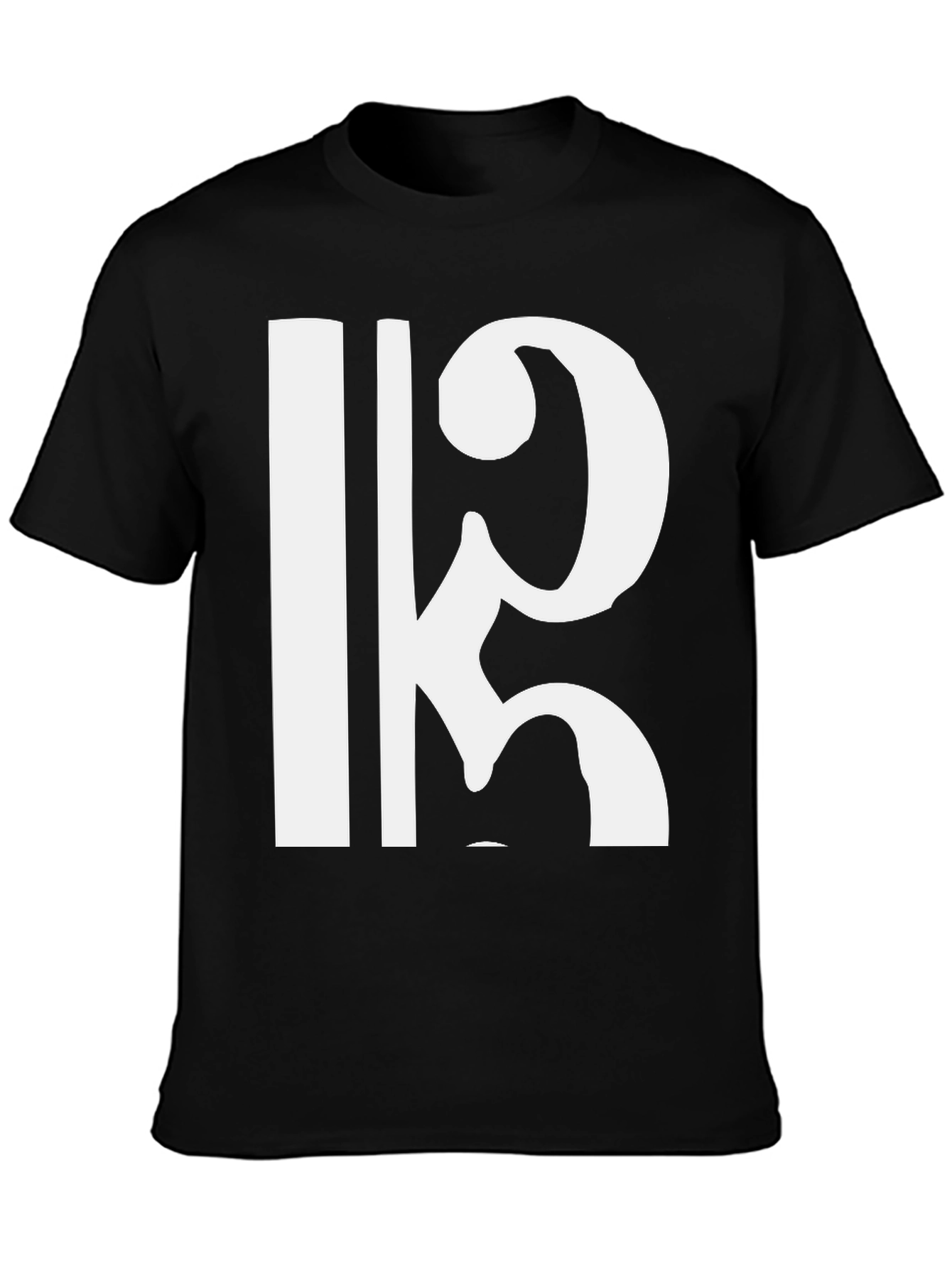 Black Bold Clef Graphic Black Tee view 3