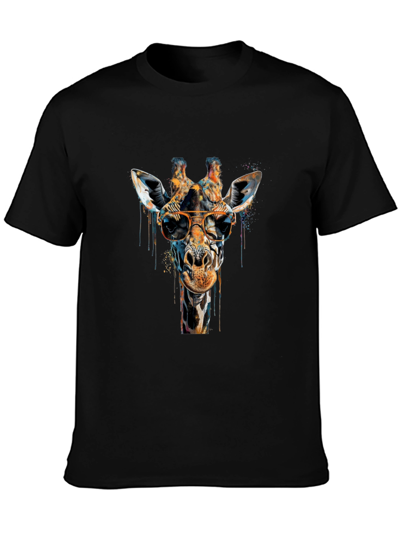 Black Cool Giraffe Graphic Tee - Unisex Black T-Shirt view 3
