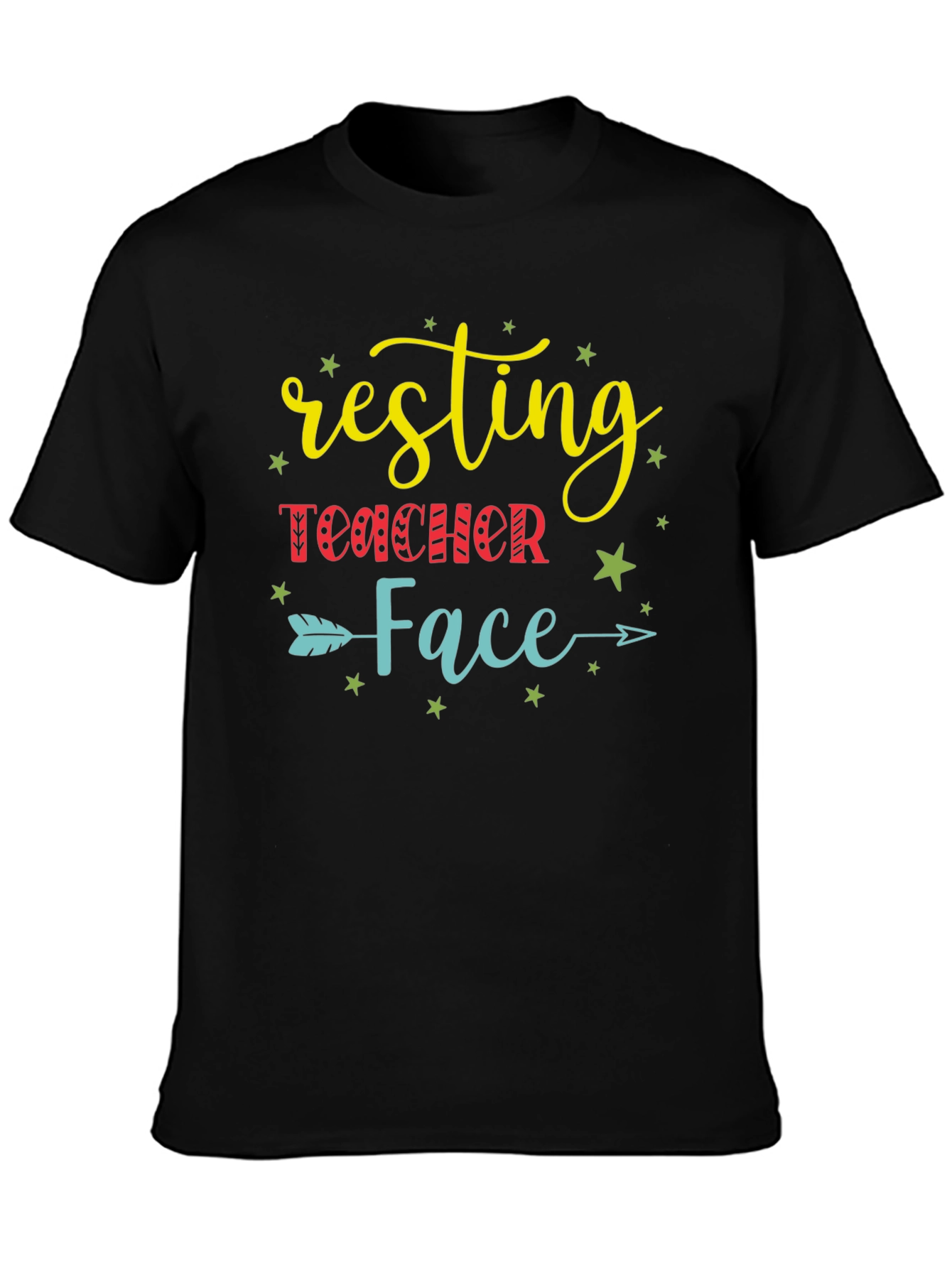 Black Resting Teacher Face Graphic Tee view 3