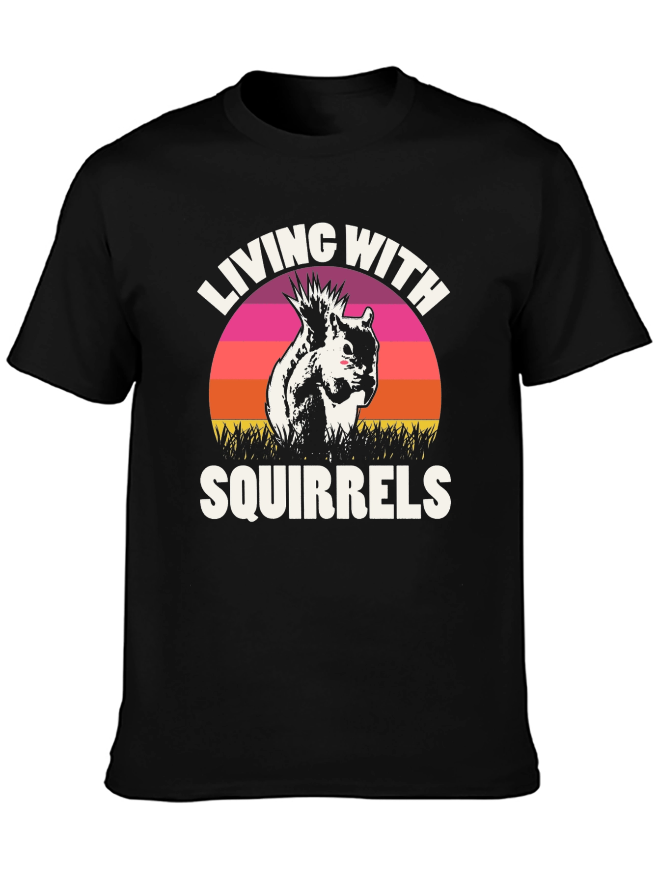 Black Living With Squirrels Graphic Tee - Unisex Black T-Shirt view 3