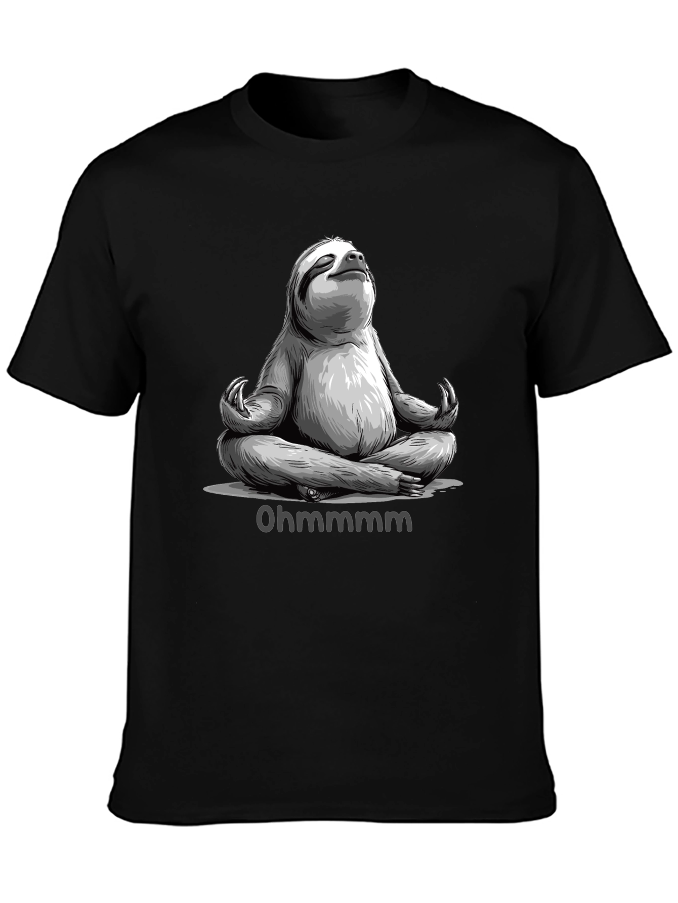 Black Meditating Sloth T-Shirt - Ohm Funny Yoga Tee view 3