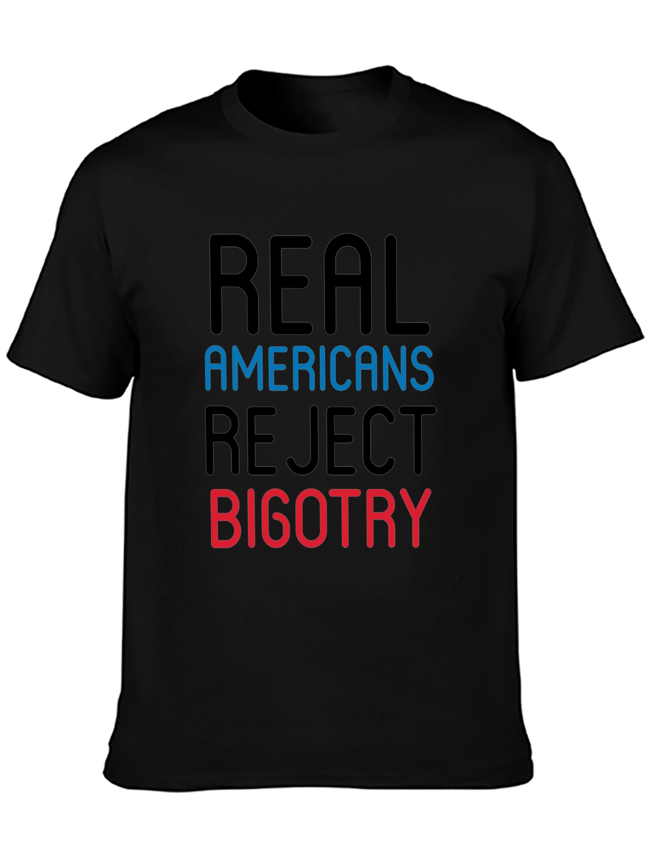 Black Real Americans Reject Bigotry Graphic Tee view 3
