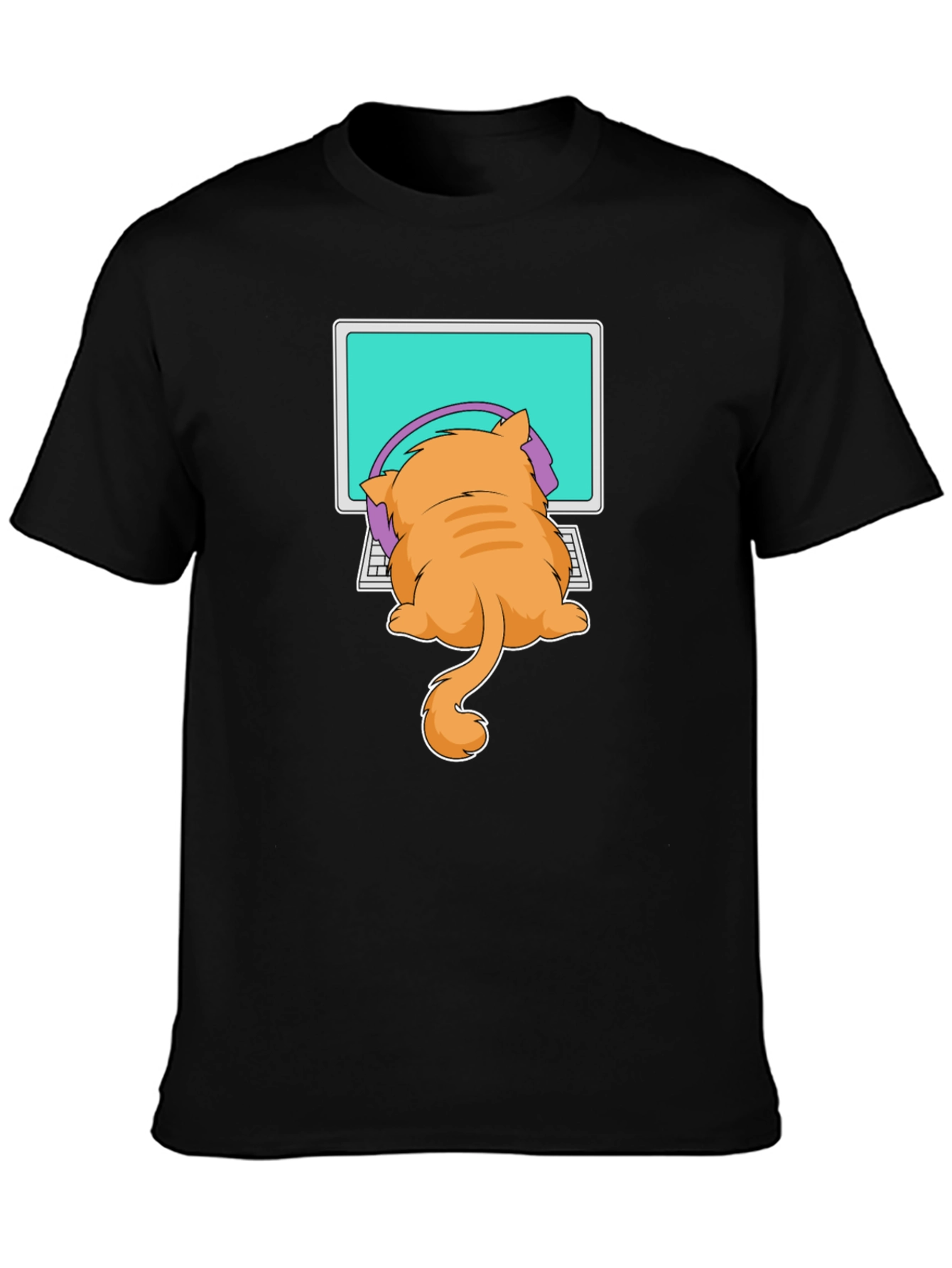 Black Cat Gamer T-Shirt - Funny Kitten Computer Tee view 3