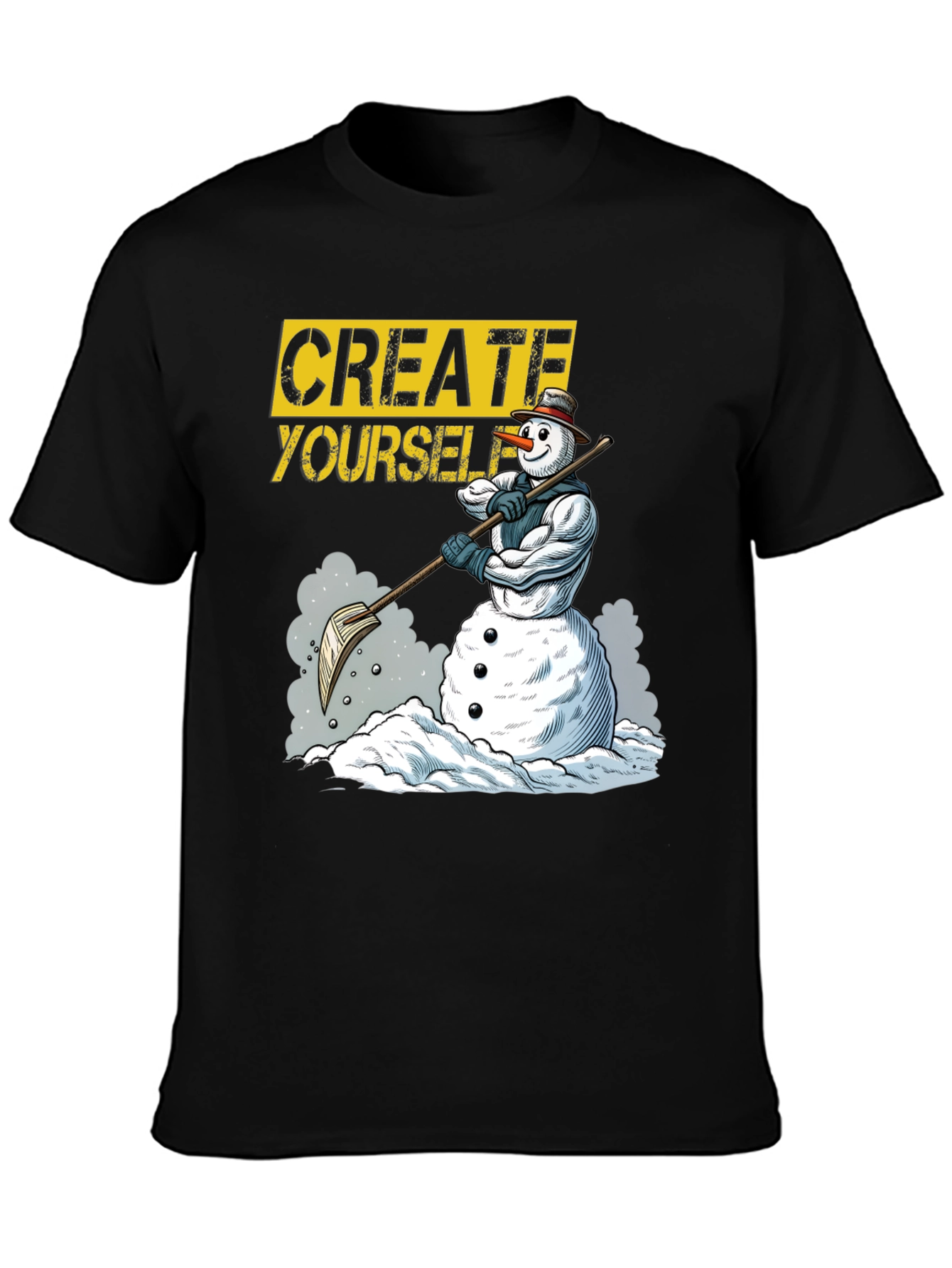 Black Create Yourself Graphic Tee - Snowman Design view 3